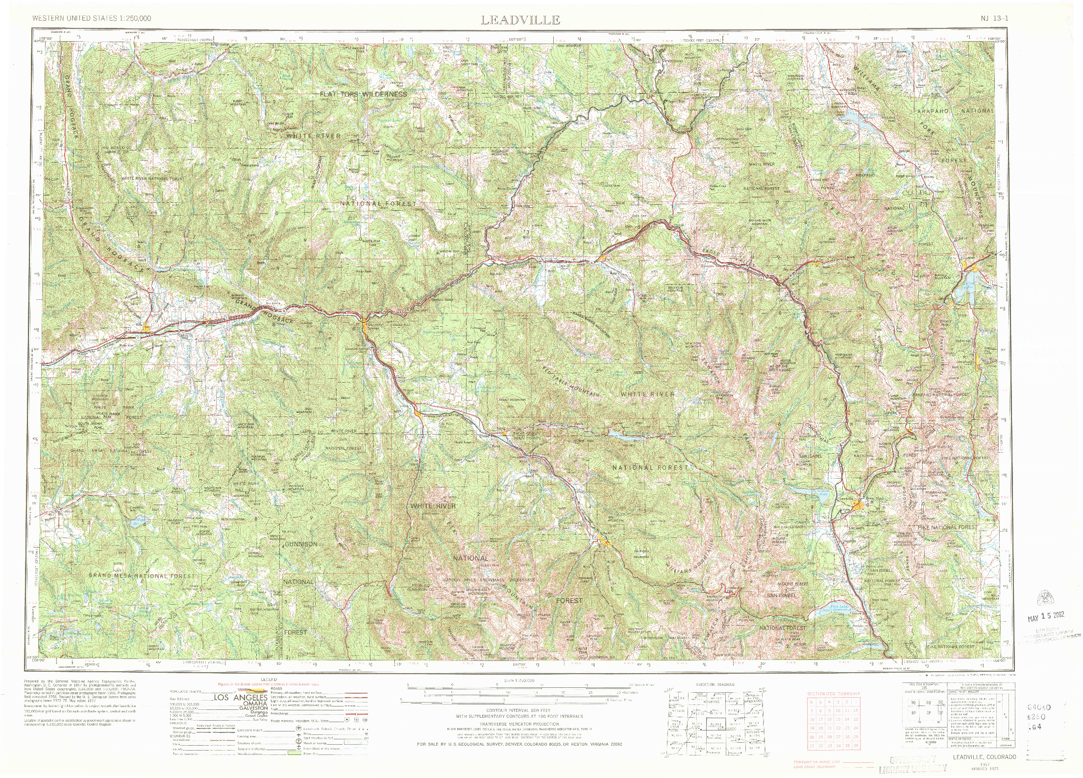 USGS 1:250000-SCALE QUADRANGLE FOR LEADVILLE, CO 1957