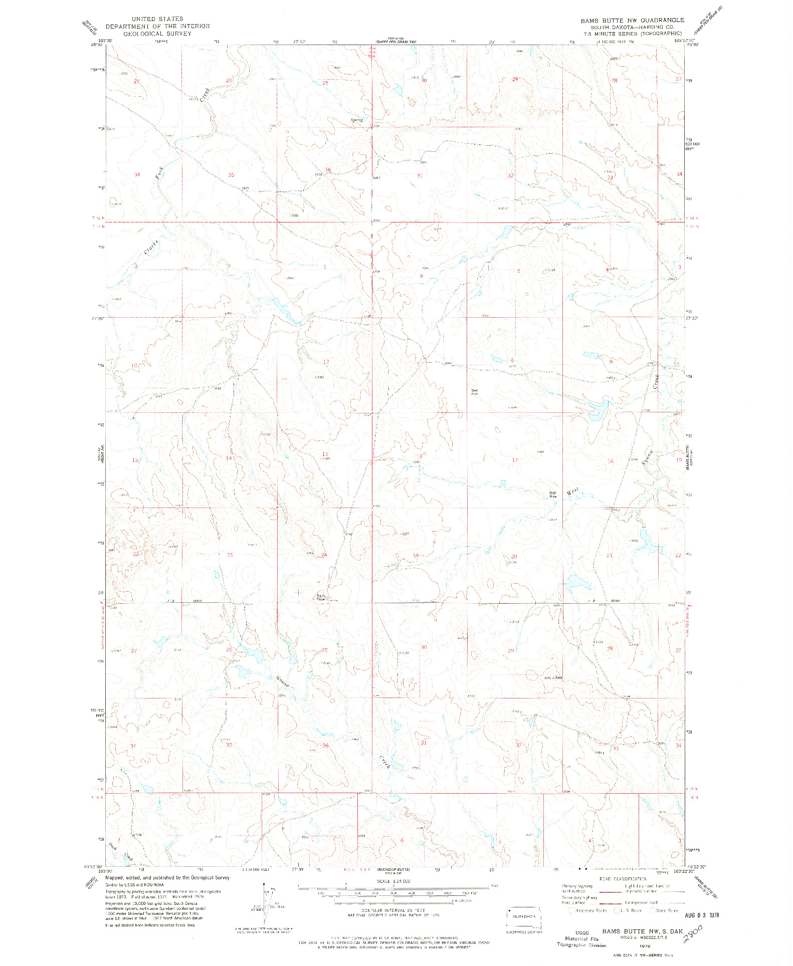 USGS 1:24000-SCALE QUADRANGLE FOR BAMS BUTTE NW, SD 1978