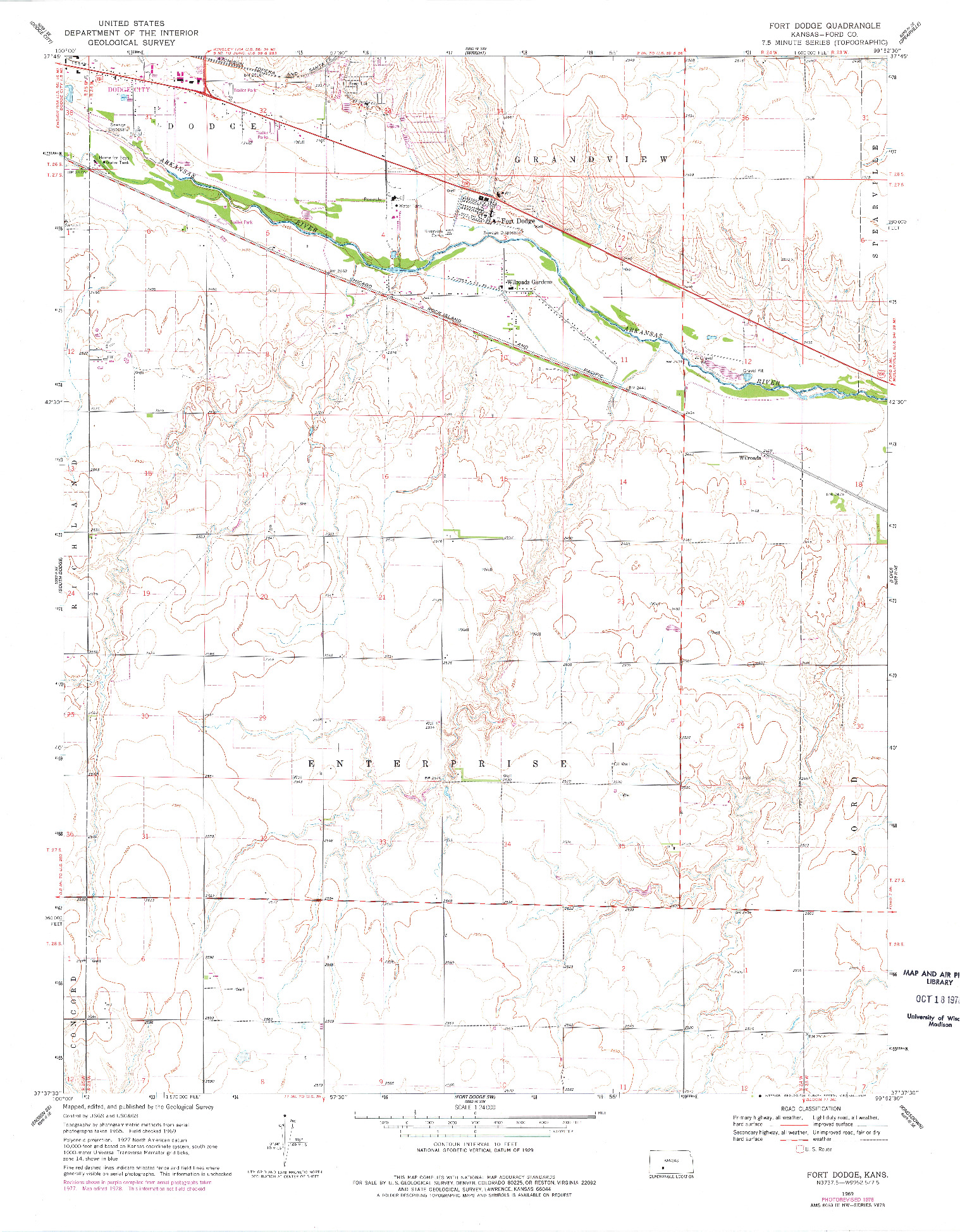 USGS 1:24000-SCALE QUADRANGLE FOR FORT DODGE, KS 1969