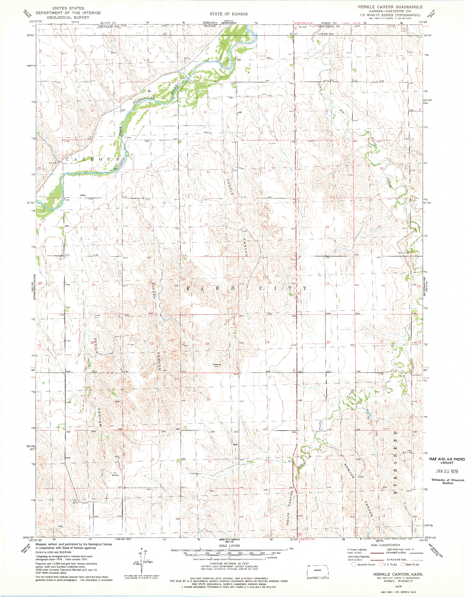 USGS 1:24000-SCALE QUADRANGLE FOR HENKLE CANYON, KS 1976