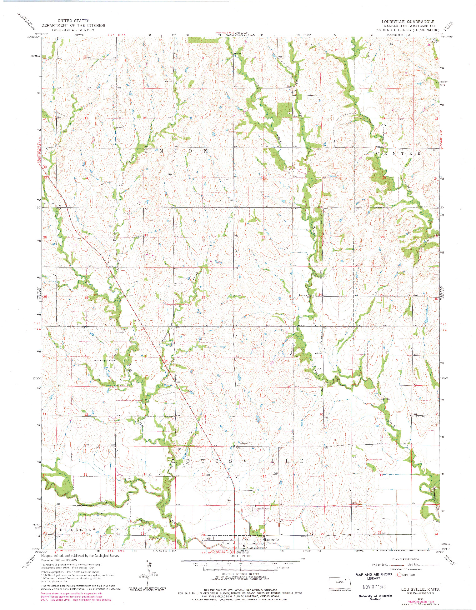 USGS 1:24000-SCALE QUADRANGLE FOR LOUISVILLE, KS 1964