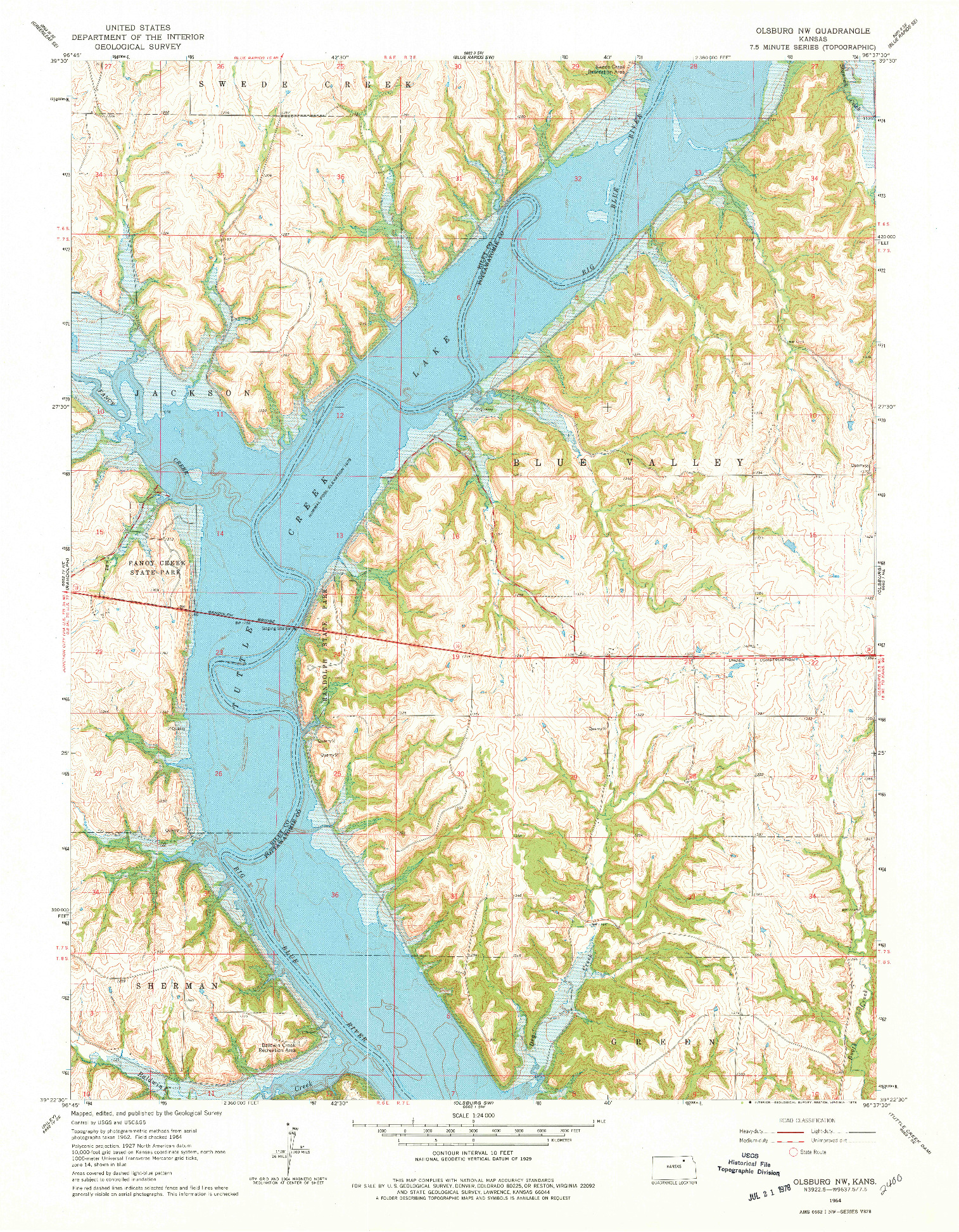 USGS 1:24000-SCALE QUADRANGLE FOR OLSBURG NW, KS 1964