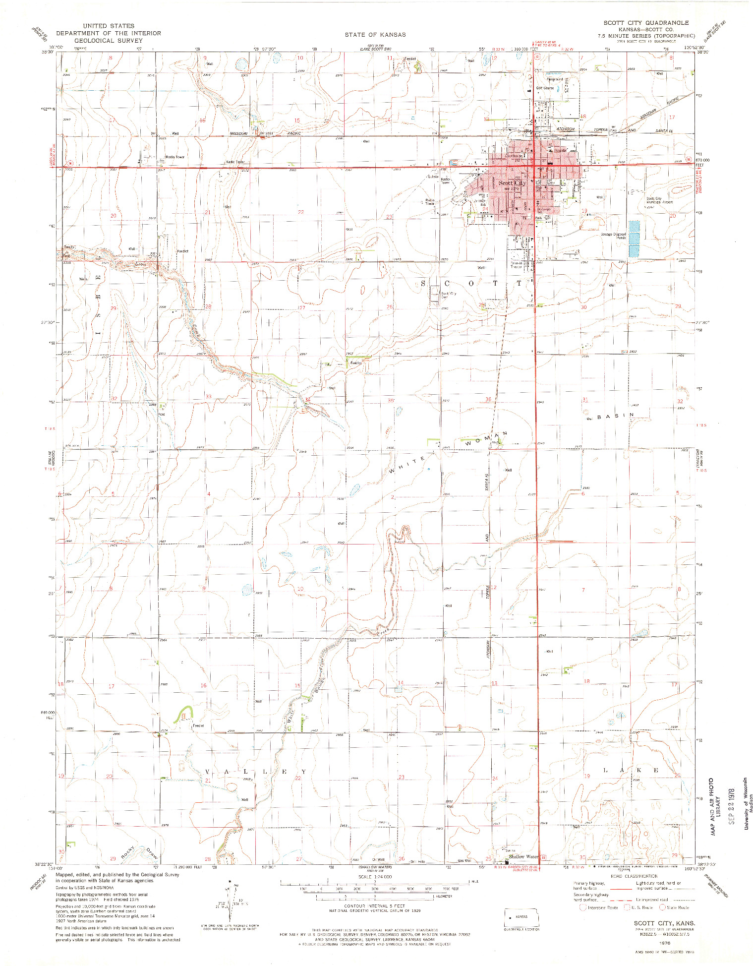 USGS 1:24000-SCALE QUADRANGLE FOR SCOTT CITY, KS 1976