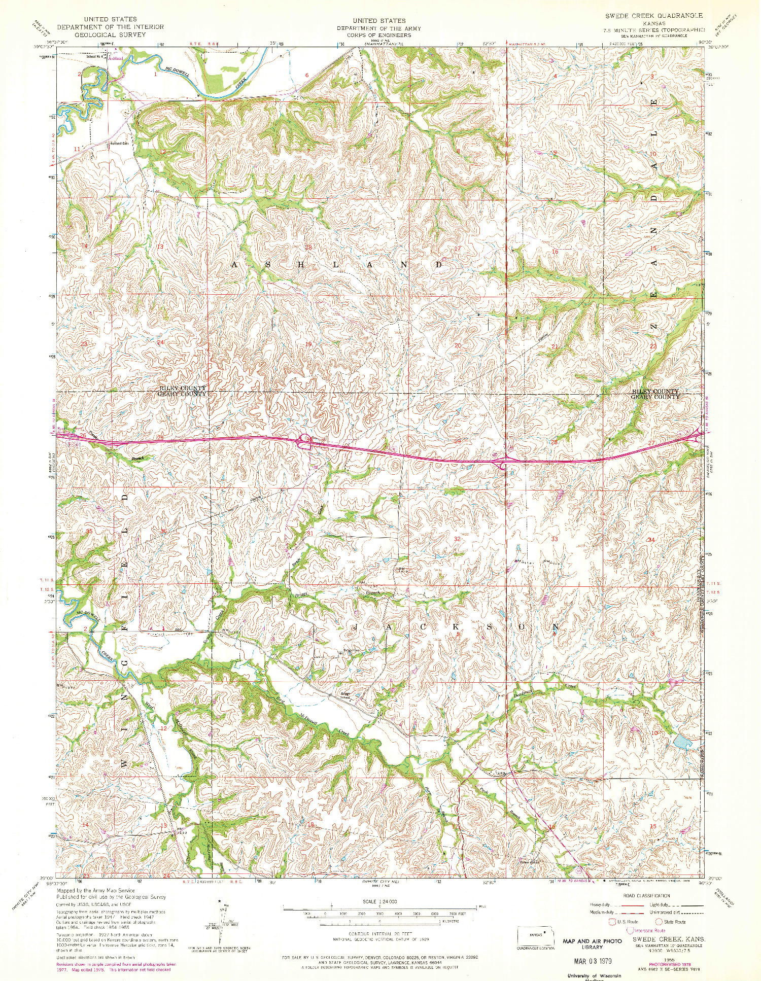 USGS 1:24000-SCALE QUADRANGLE FOR SWEDE CREEK, KS 1955