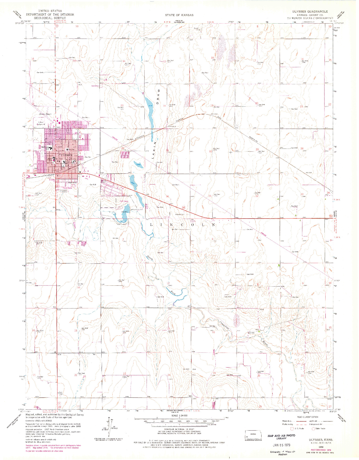 USGS 1:24000-SCALE QUADRANGLE FOR ULYSSES, KS 1959