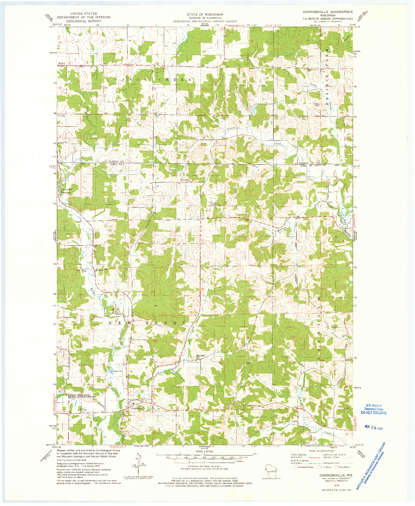 USGS 1:24000-SCALE QUADRANGLE FOR CONNORSVILLE, WI 1975