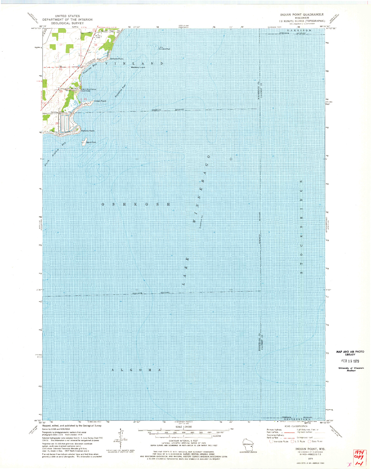 USGS 1:24000-SCALE QUADRANGLE FOR INDIAN POINT, WI 1974