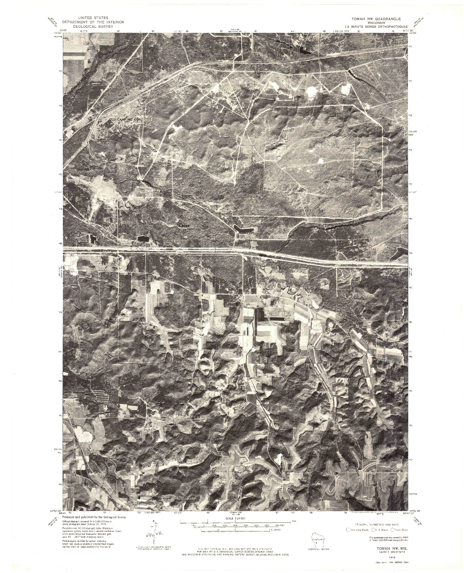 USGS 1:24000-SCALE QUADRANGLE FOR TOMAH NW, WI 1976