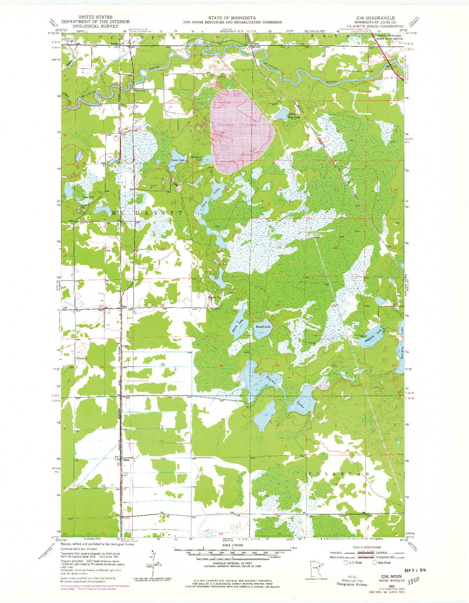 USGS 1:24000-SCALE QUADRANGLE FOR ZIM, MN 1951