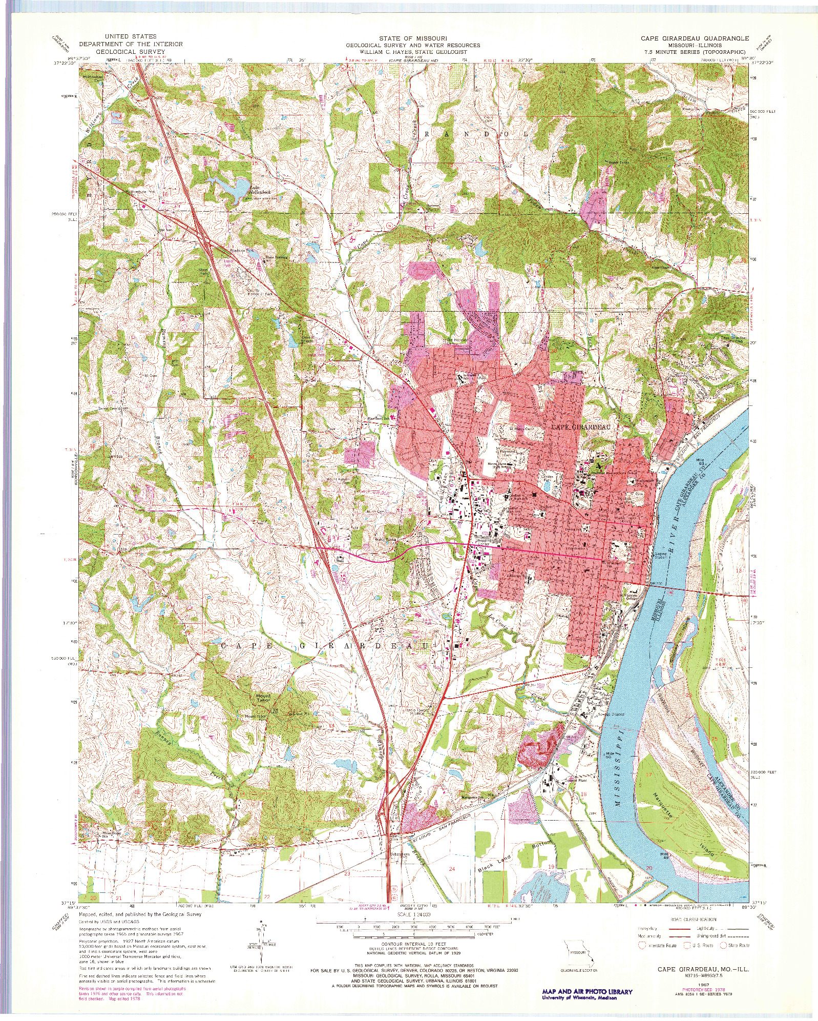 USGS 1:24000-SCALE QUADRANGLE FOR CAPE GIRARDEAU, MO 1967