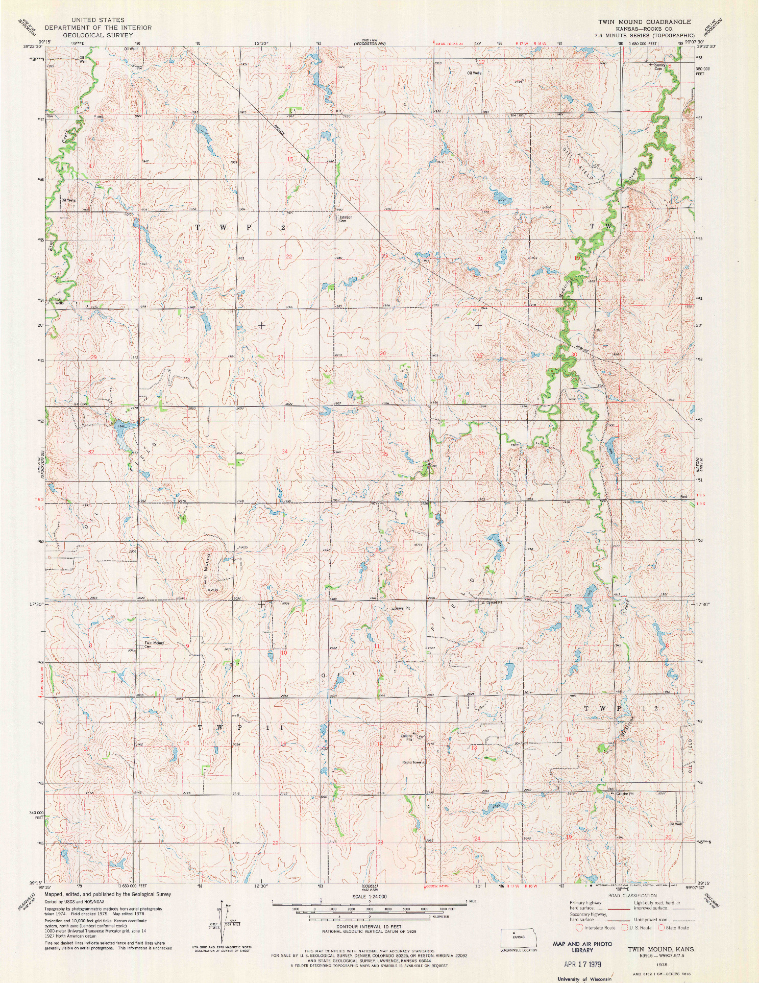 USGS 1:24000-SCALE QUADRANGLE FOR TWIN MOUND, KS 1978