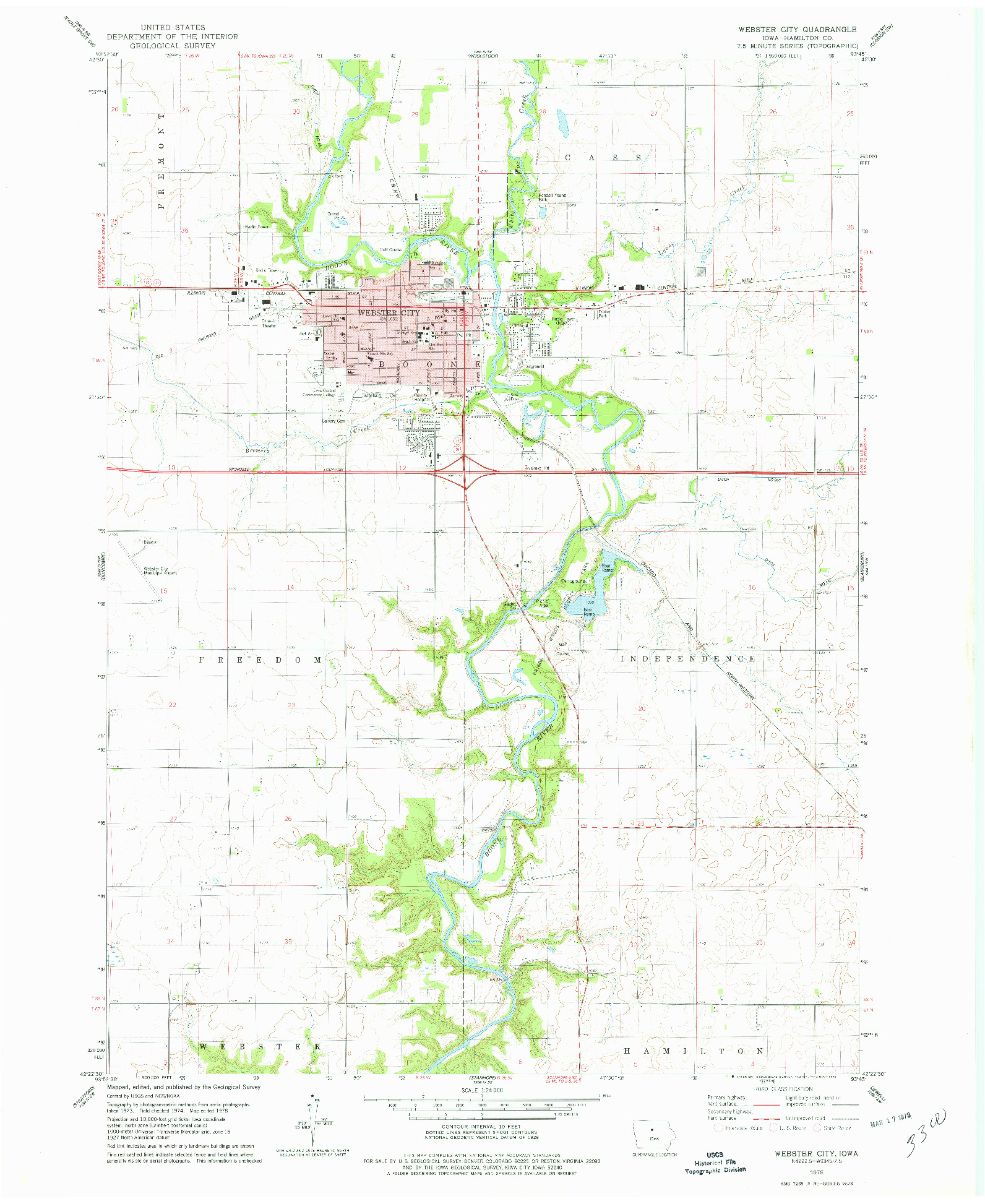 USGS 1:24000-SCALE QUADRANGLE FOR WEBSTER CITY, IA 1978