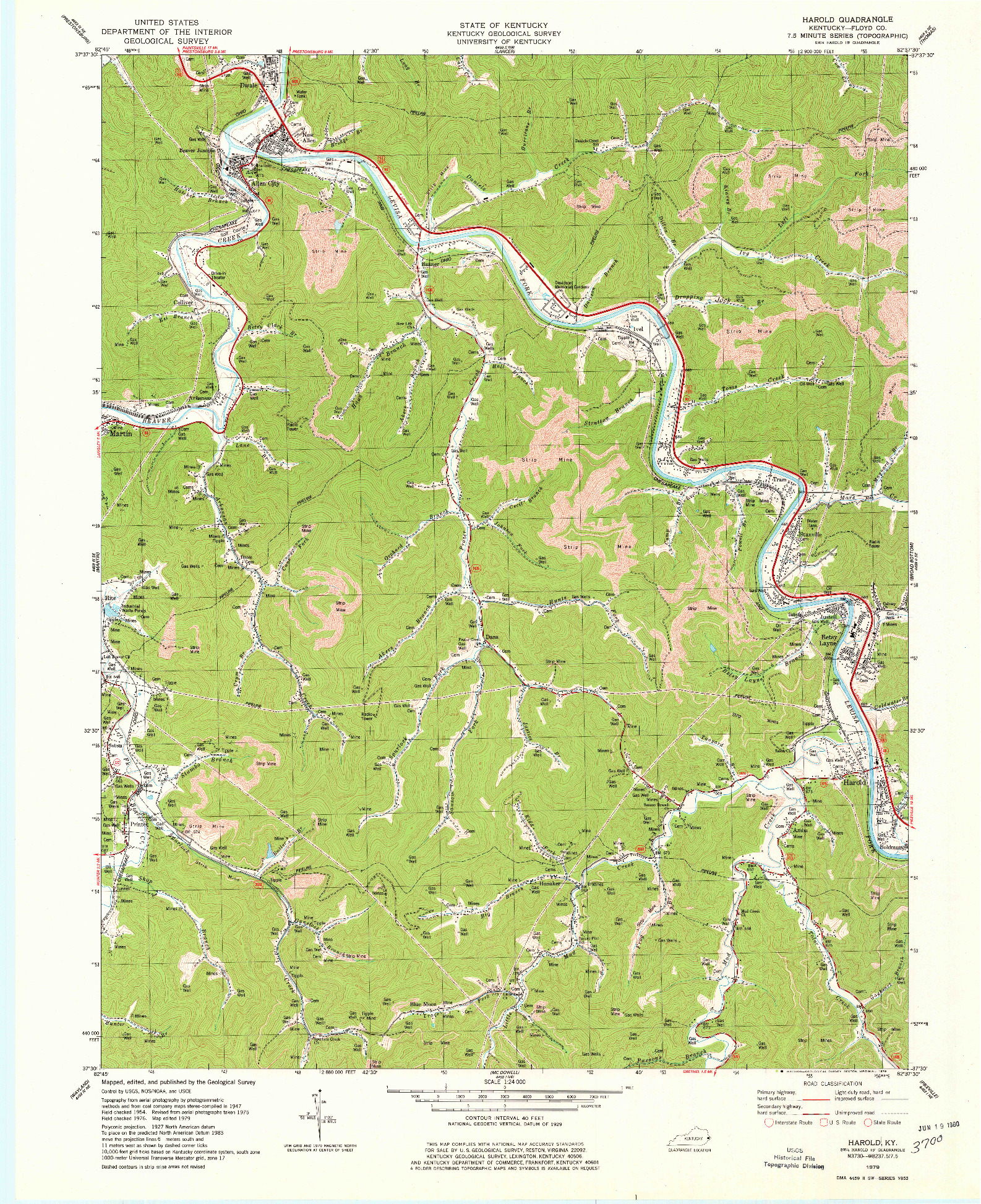 USGS 1:24000-SCALE QUADRANGLE FOR HAROLD, KY 1979