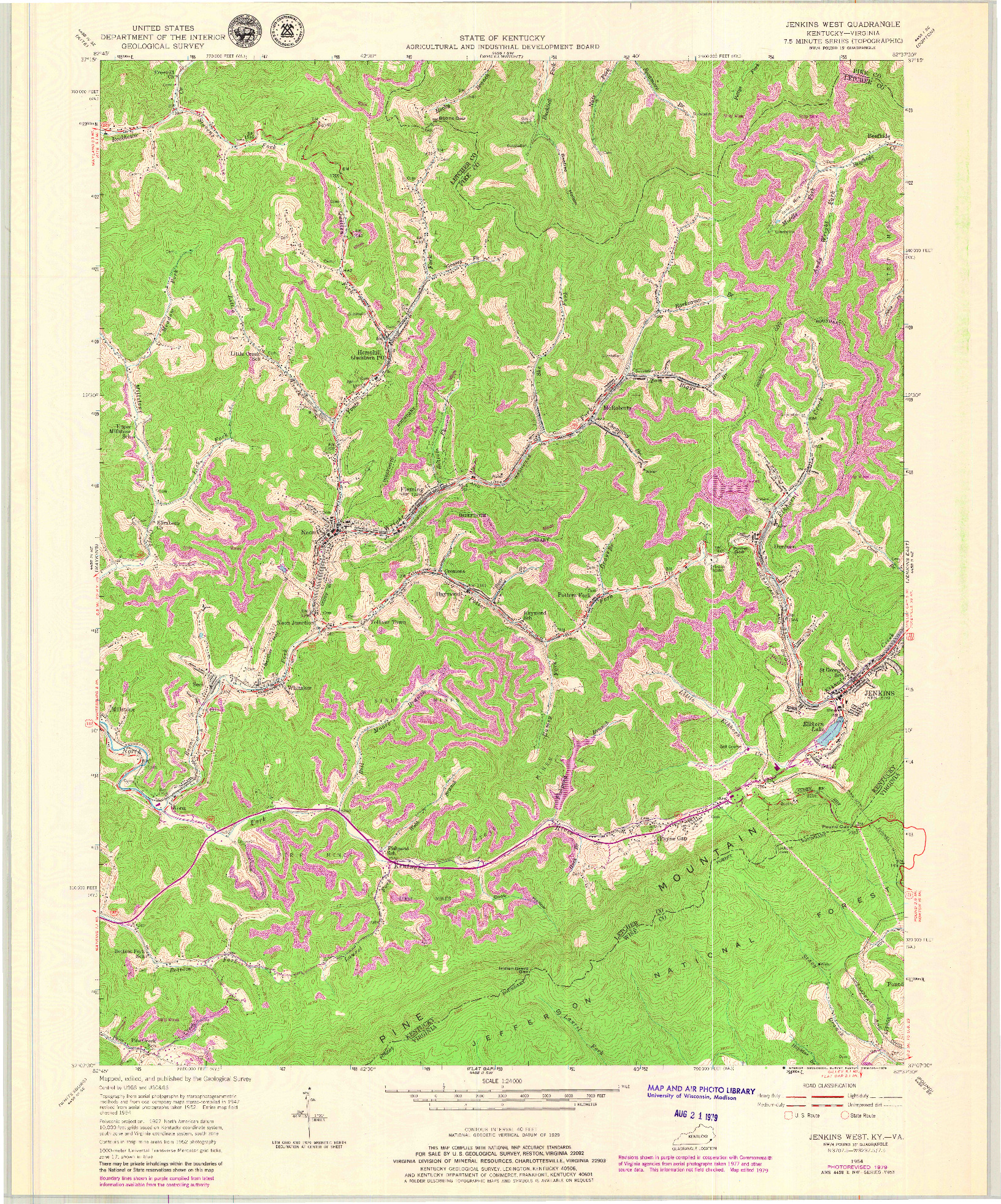 USGS 1:24000-SCALE QUADRANGLE FOR JENKINS WEST, KY 1954