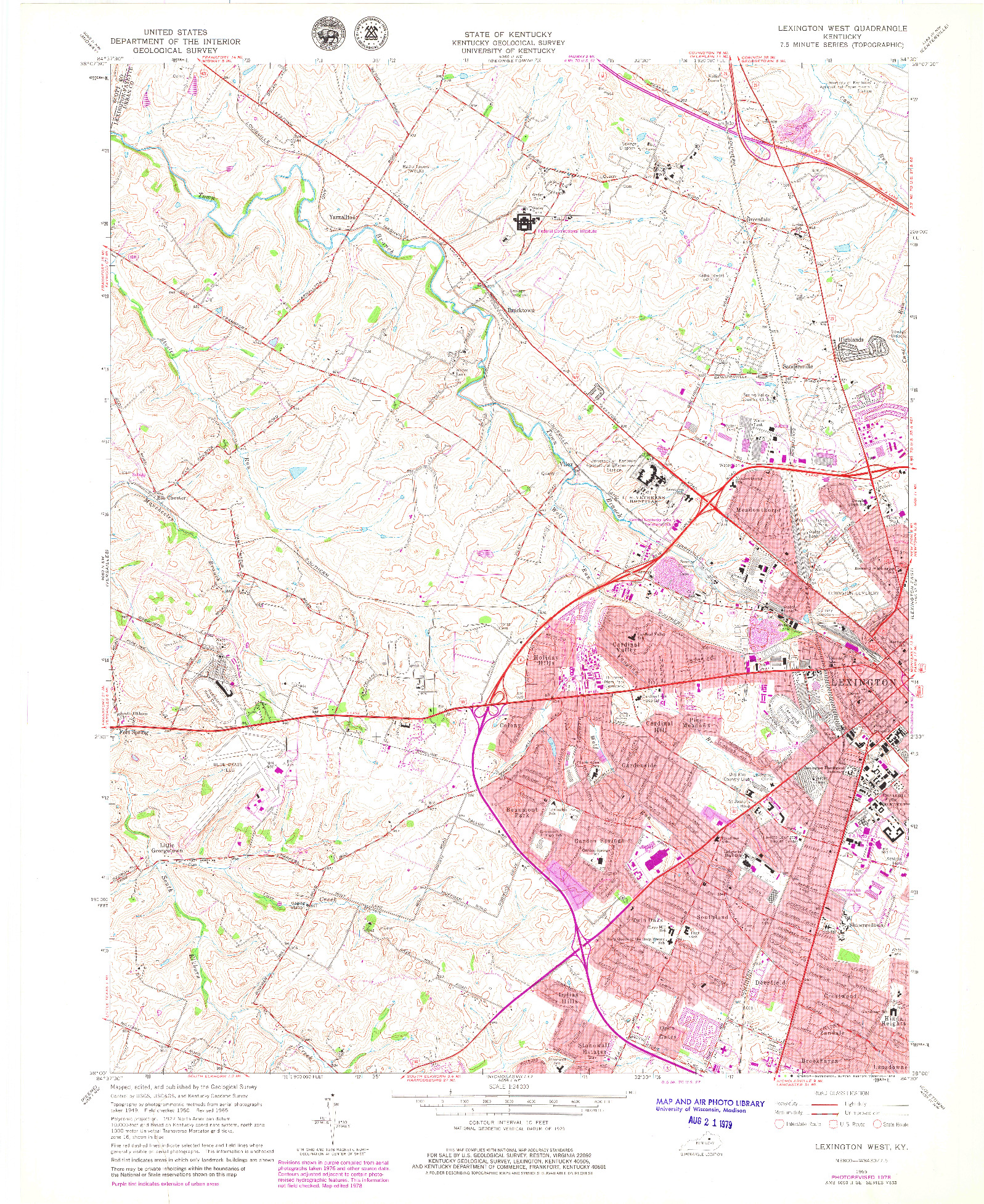 USGS 1:24000-SCALE QUADRANGLE FOR LEXINGTON WEST, KY 1965