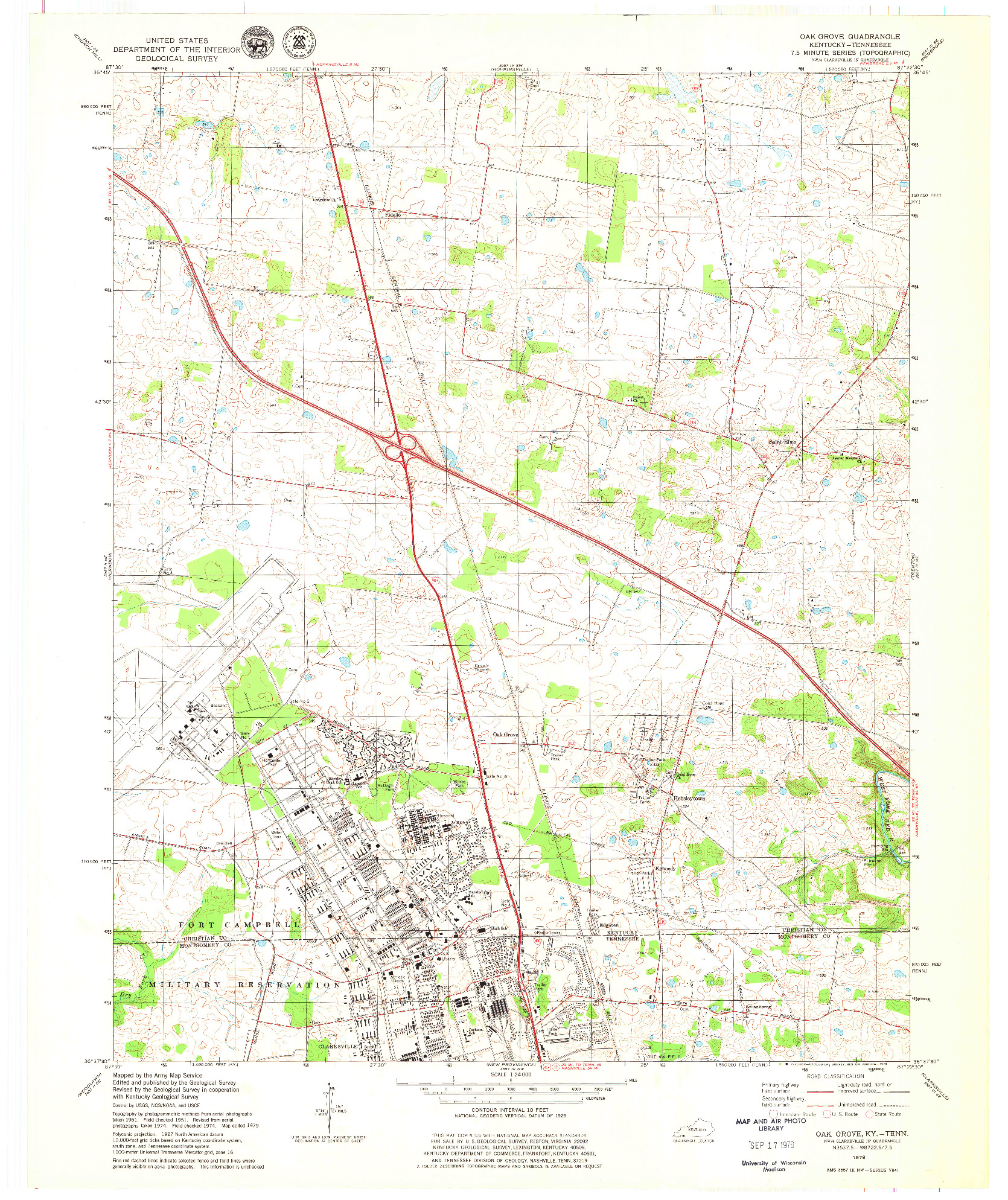 USGS 1:24000-SCALE QUADRANGLE FOR OAK GROVE, KY 1979