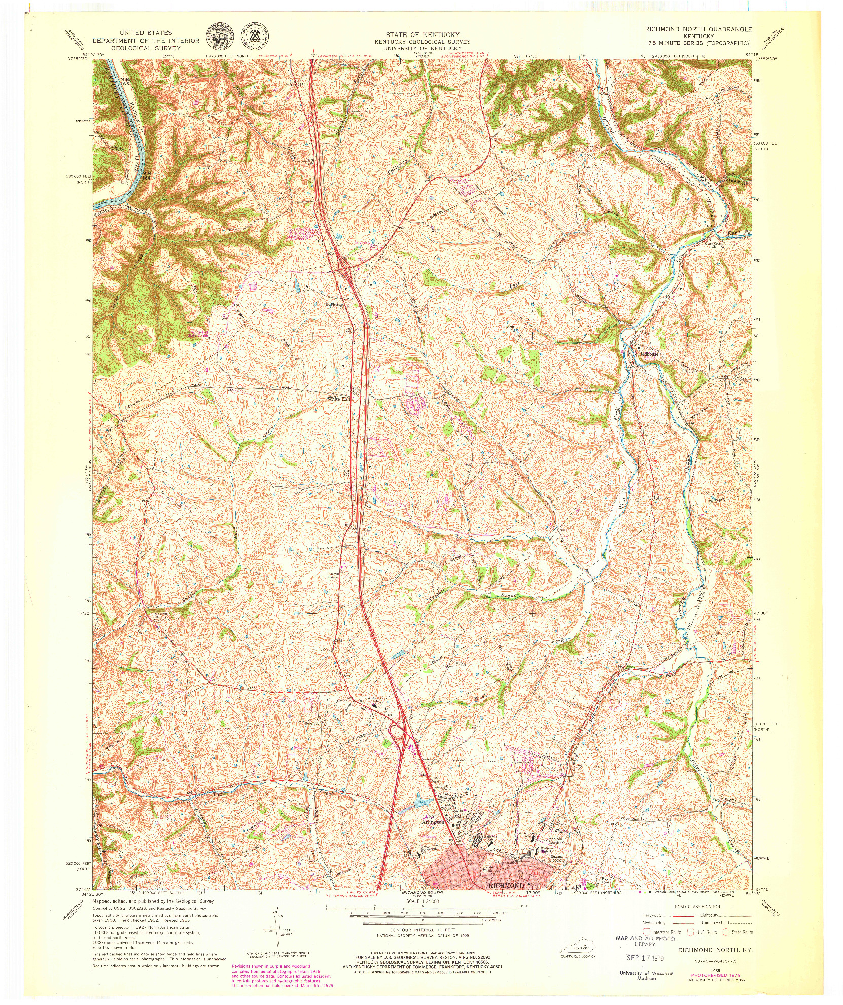 USGS 1:24000-SCALE QUADRANGLE FOR RICHMOND NORTH, KY 1965