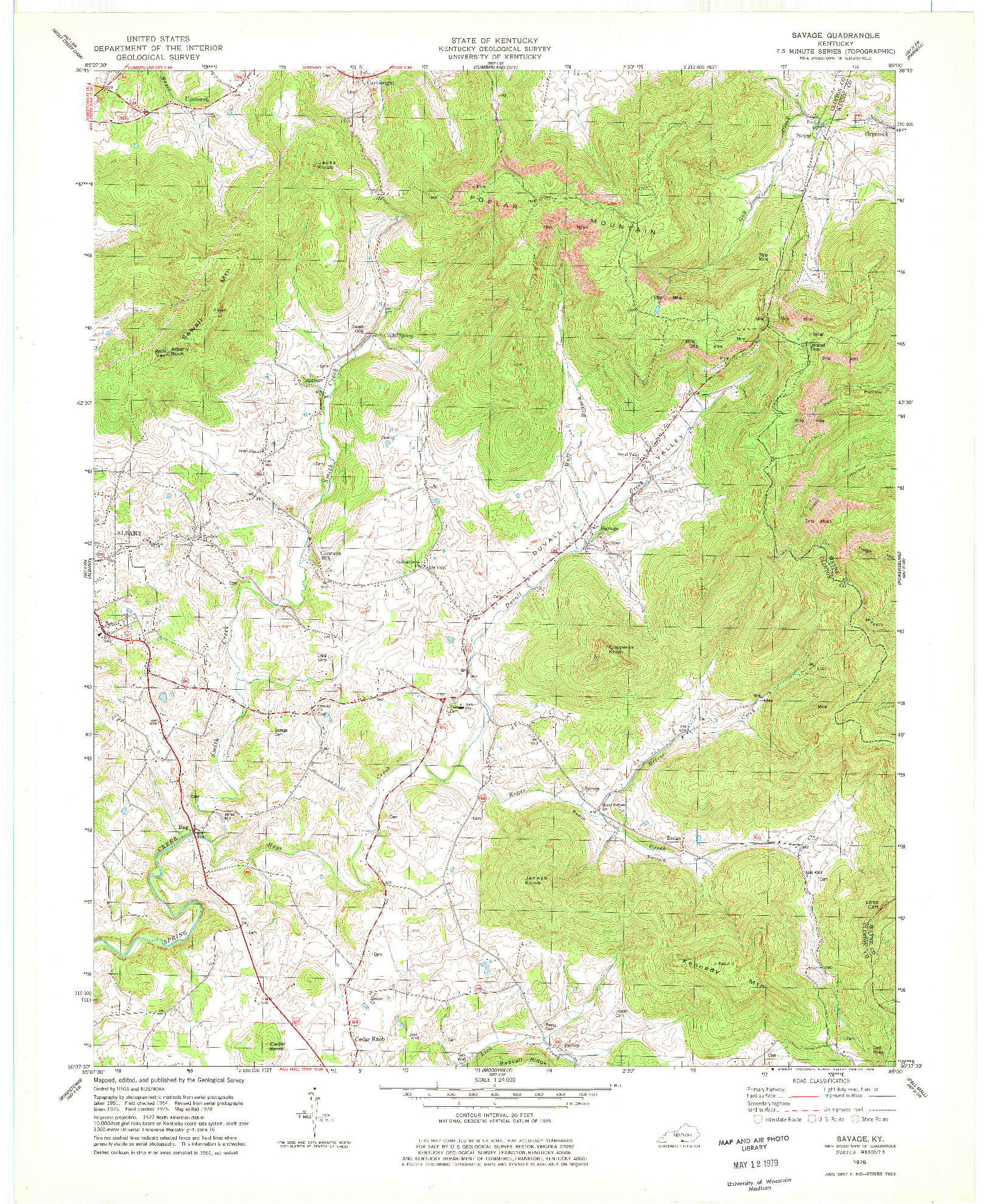 USGS 1:24000-SCALE QUADRANGLE FOR SAVAGE, KY 1978