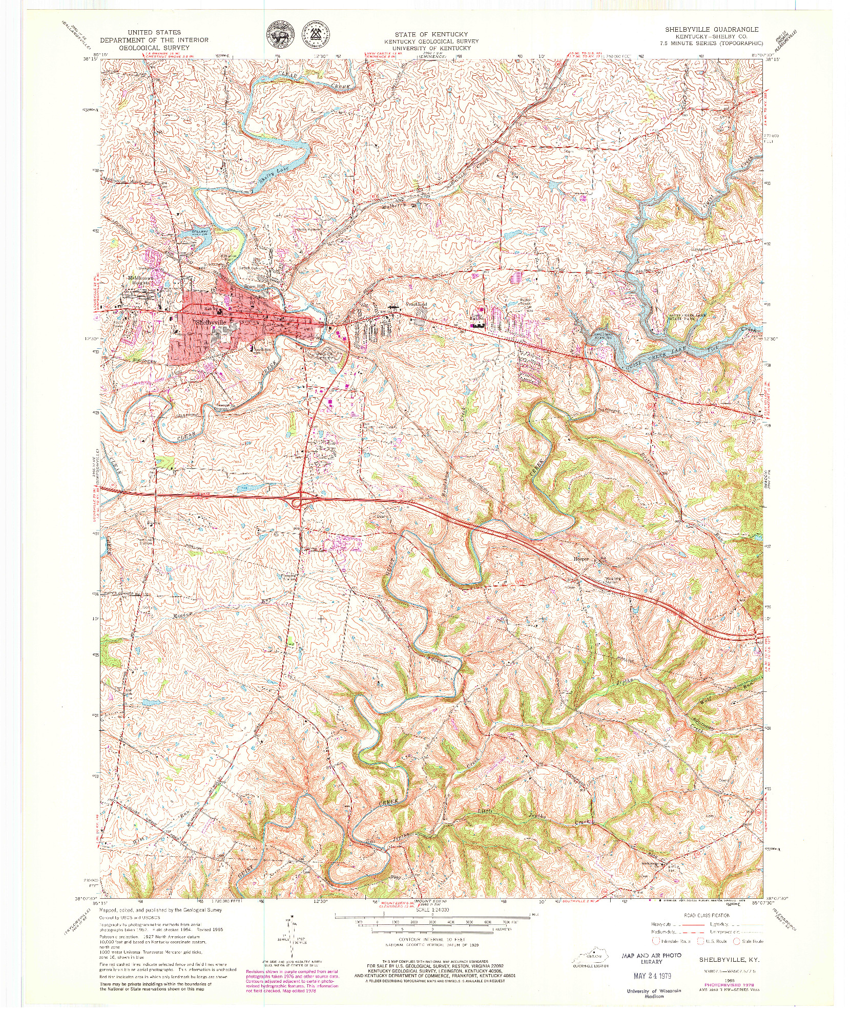 USGS 1:24000-SCALE QUADRANGLE FOR SHELBYVILLE, KY 1965