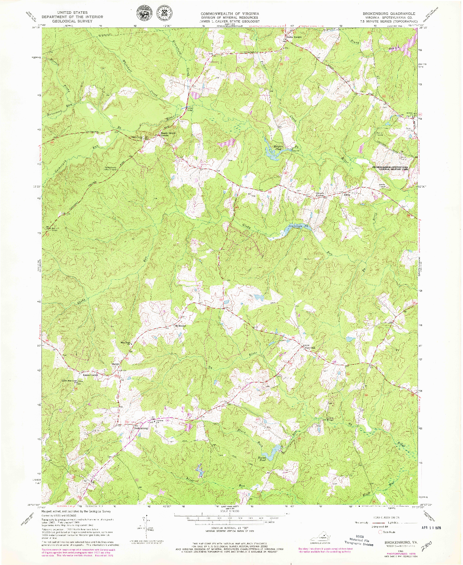 USGS 1:24000-SCALE QUADRANGLE FOR BROKENBURG, VA 1966