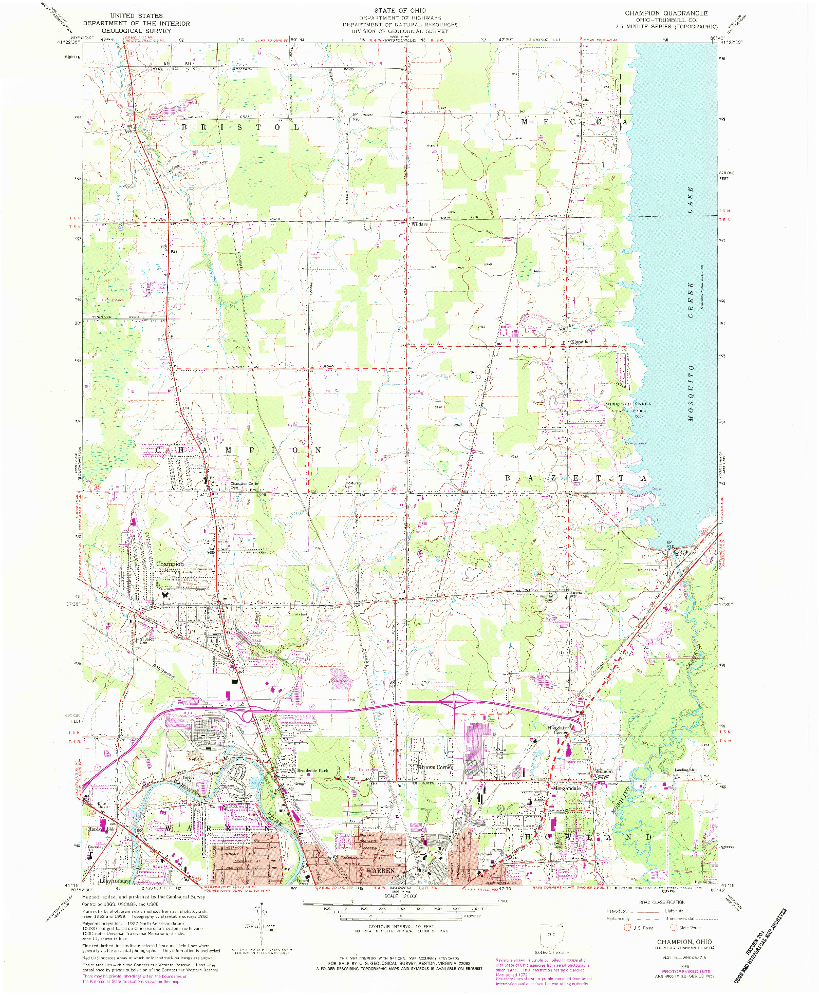 USGS 1:24000-SCALE QUADRANGLE FOR CHAMPION, OH 1960