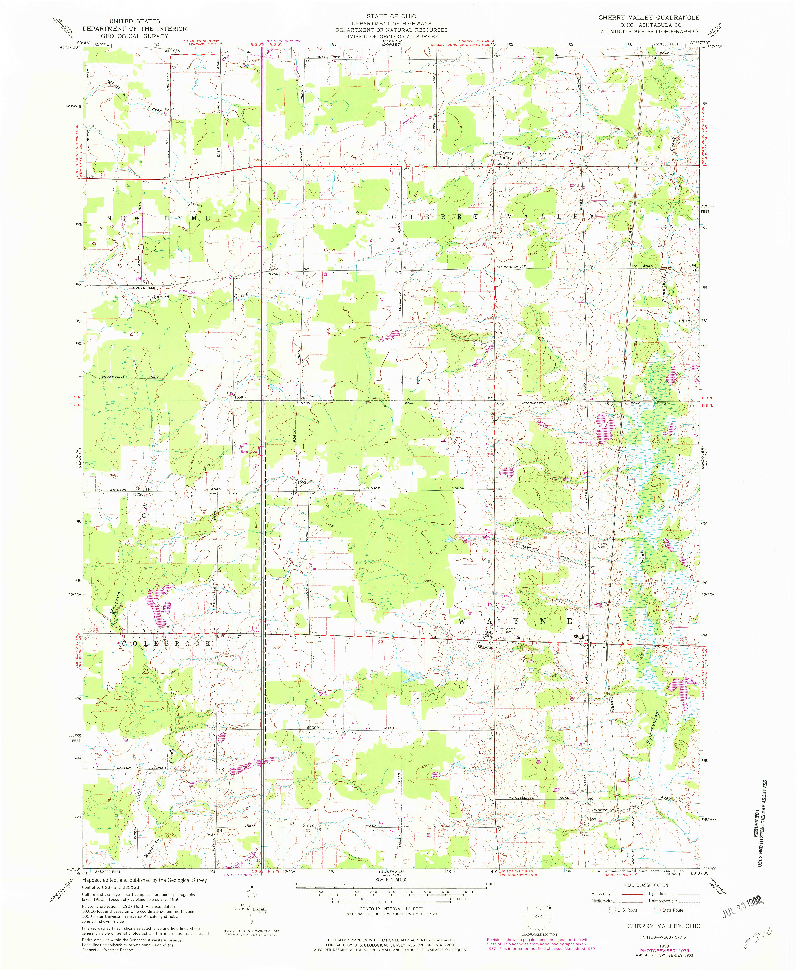 USGS 1:24000-SCALE QUADRANGLE FOR CHERRY VALLEY, OH 1959