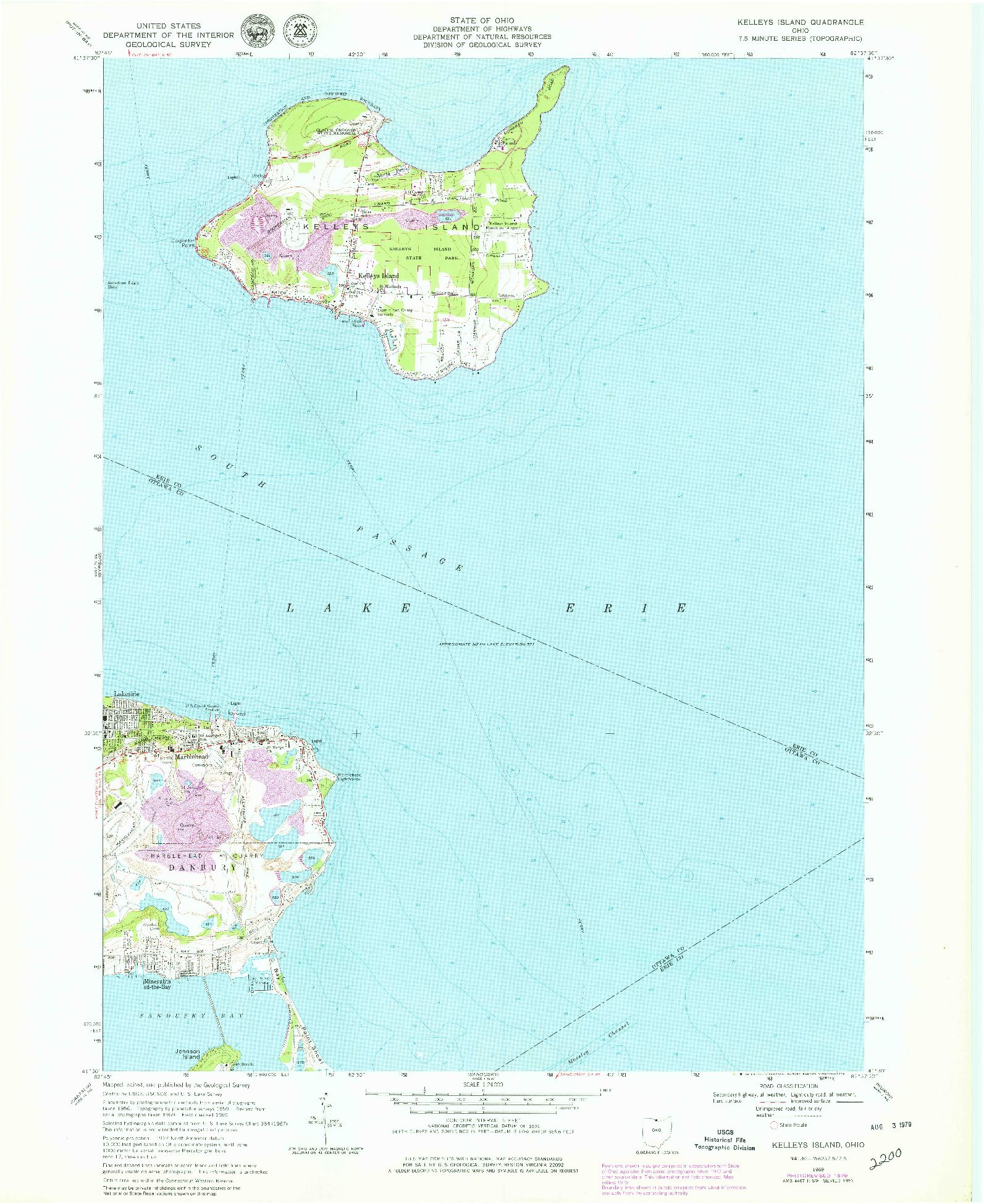 USGS 1:24000-SCALE QUADRANGLE FOR KELLEYS ISLAND, OH 1969