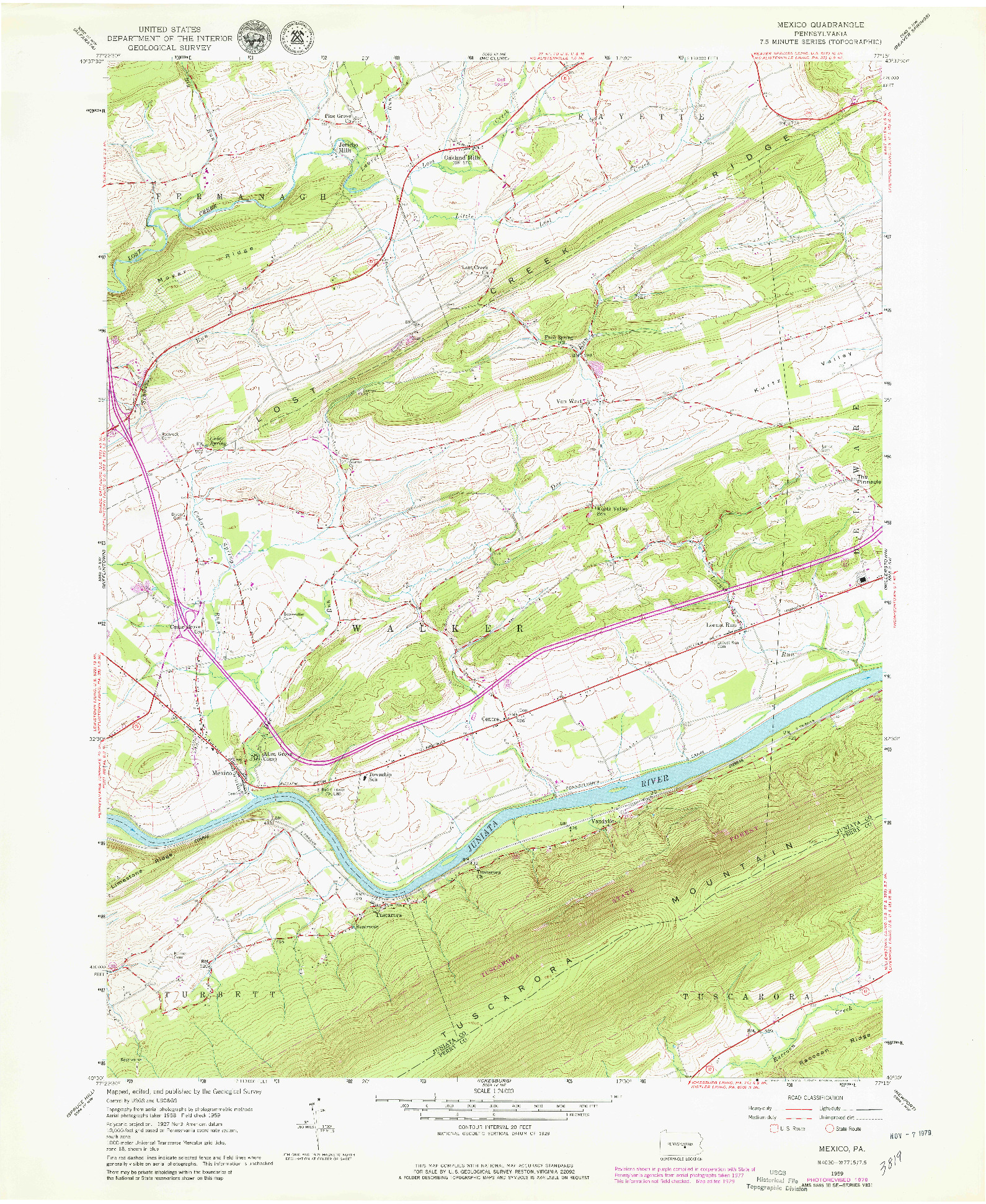 USGS 1:24000-SCALE QUADRANGLE FOR MEXICO, PA 1959