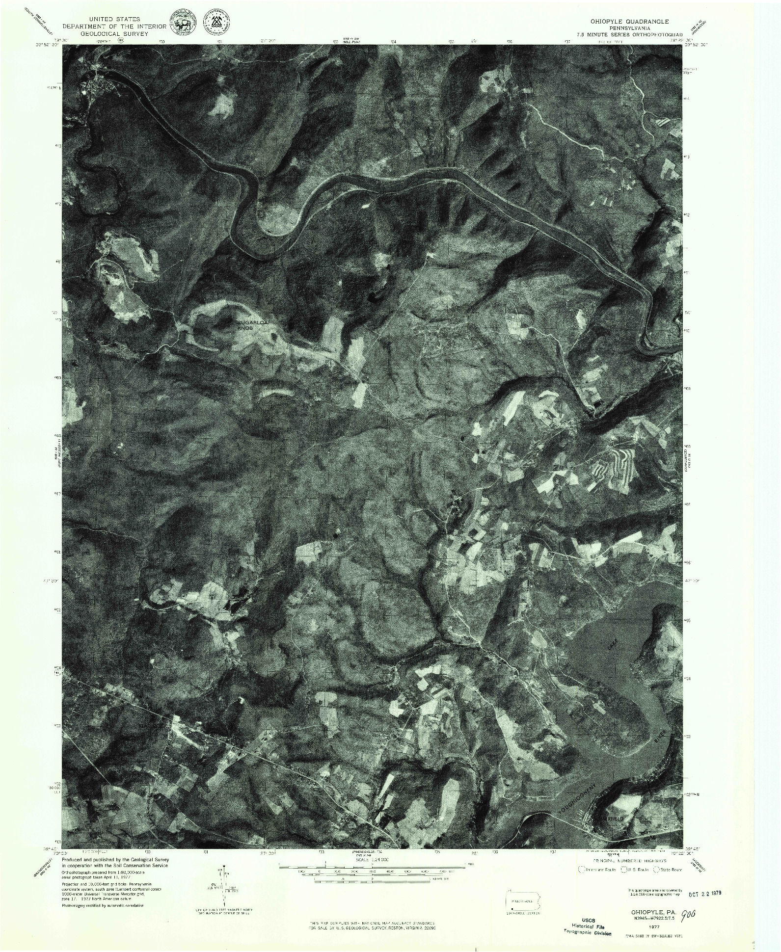 USGS 1:24000-SCALE QUADRANGLE FOR OHIOPYLE, PA 1977