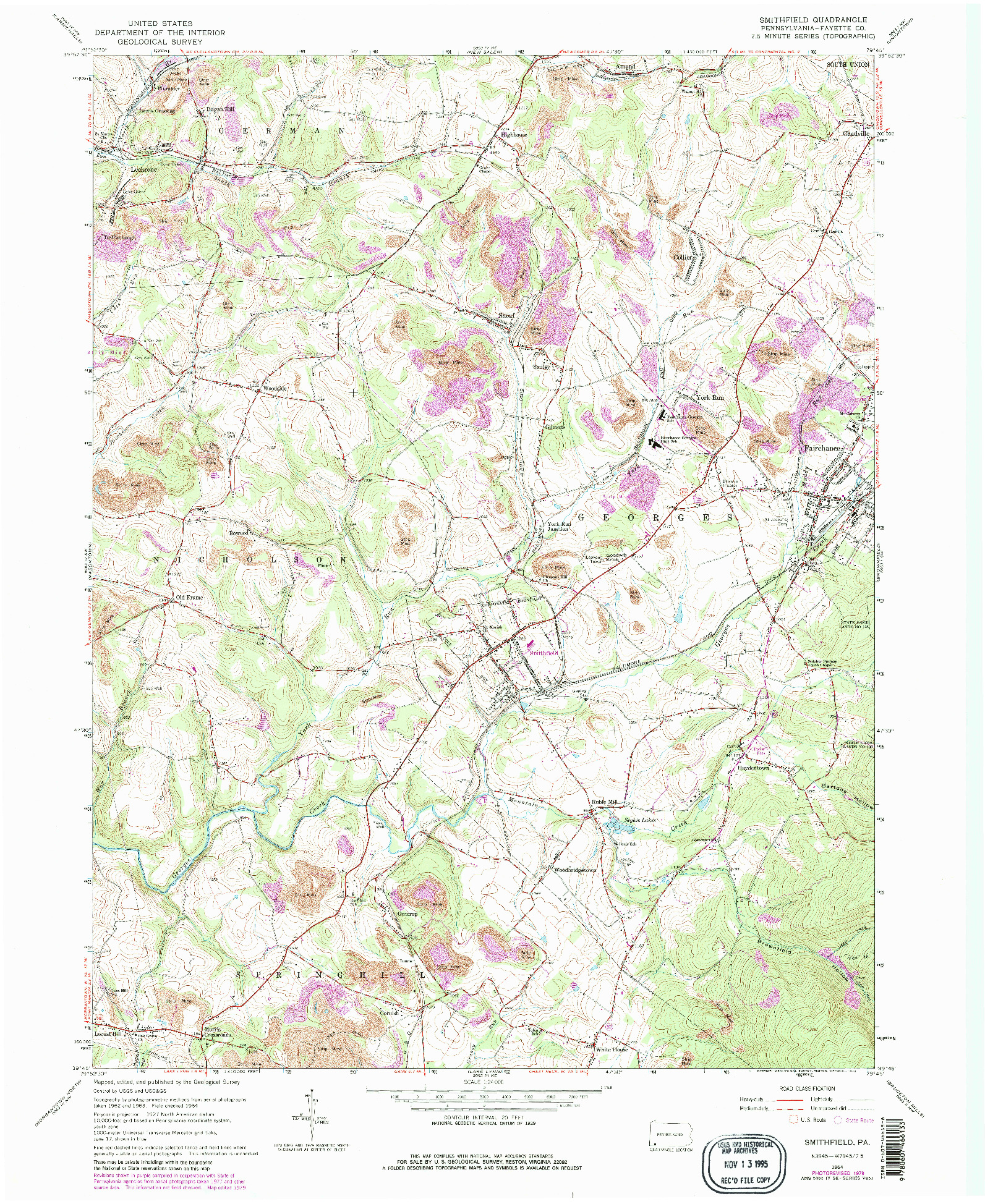 USGS 1:24000-SCALE QUADRANGLE FOR SMITHFIELD, PA 1964