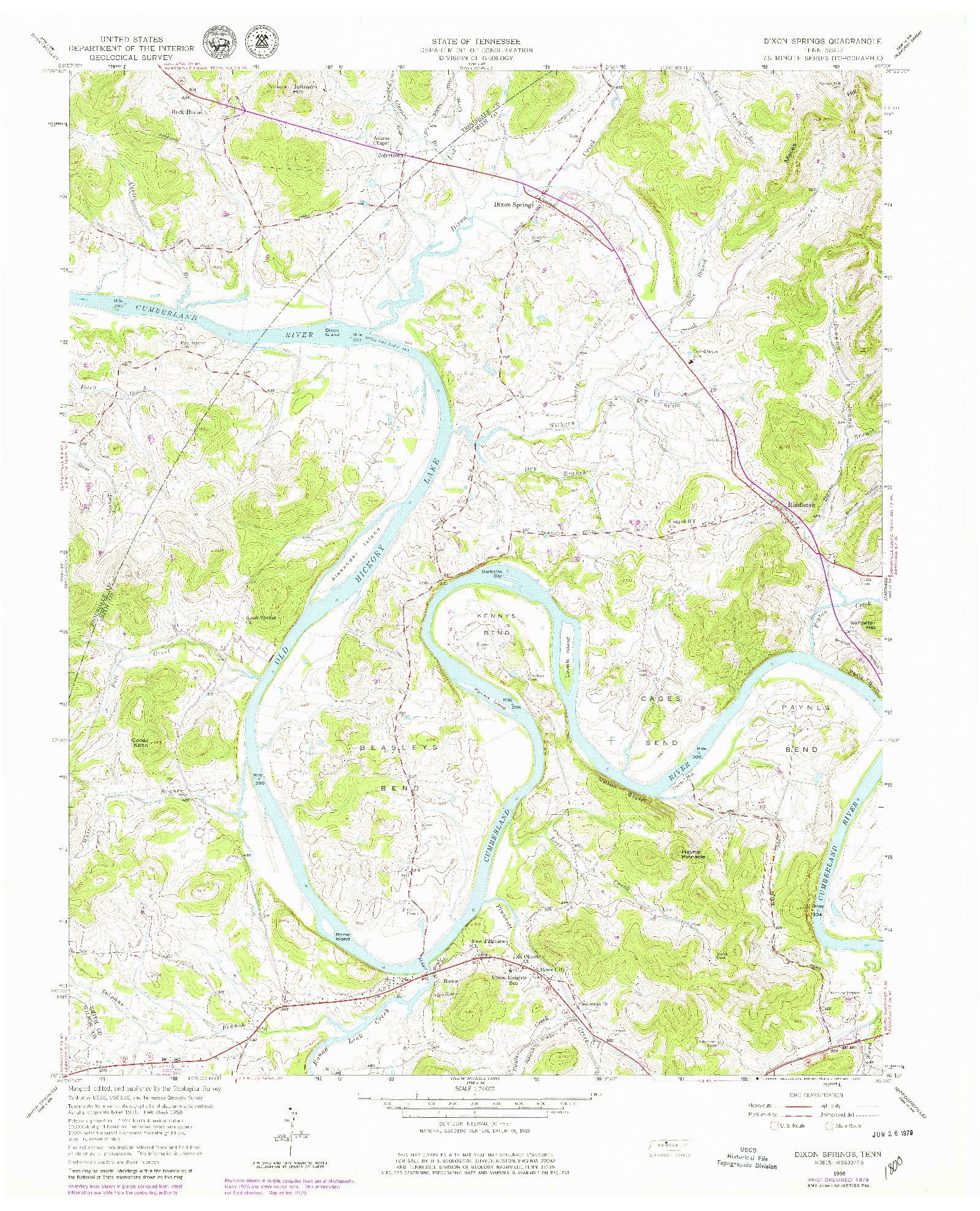 USGS 1:24000-SCALE QUADRANGLE FOR DIXON SPRINGS, TN 1958