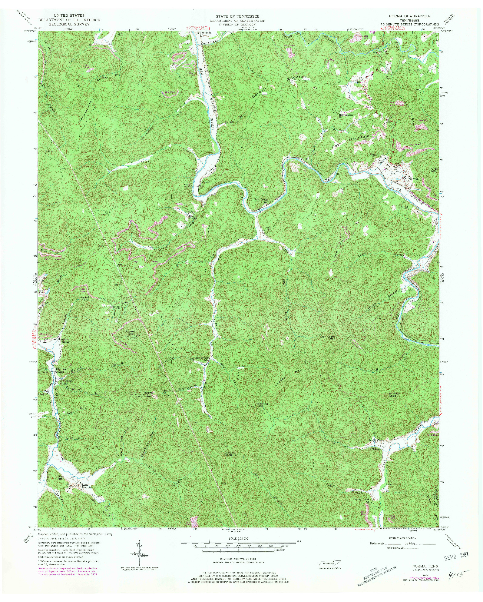 USGS 1:24000-SCALE QUADRANGLE FOR NORMA, TN 1954