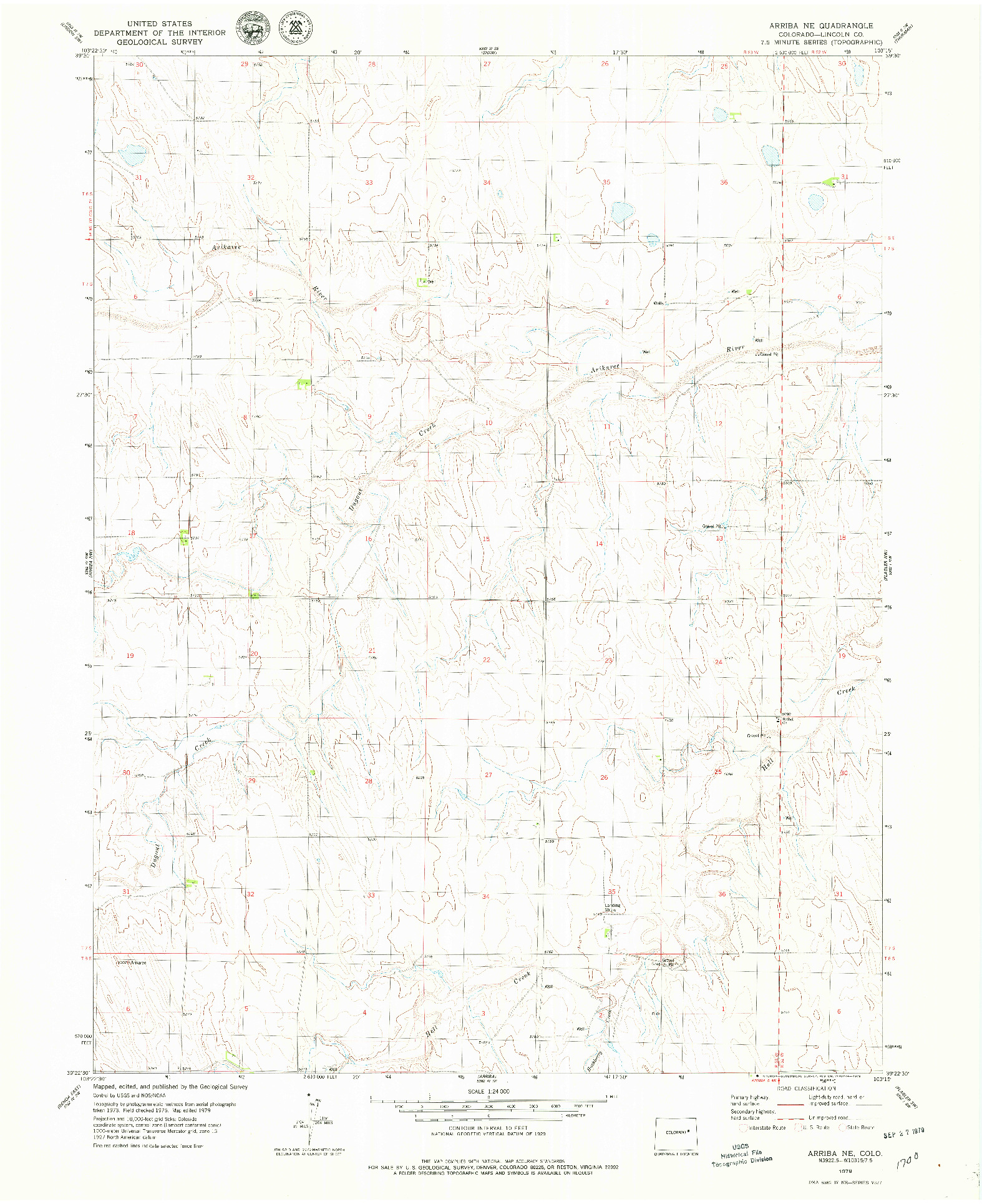 USGS 1:24000-SCALE QUADRANGLE FOR ARRIBA NE, CO 1979