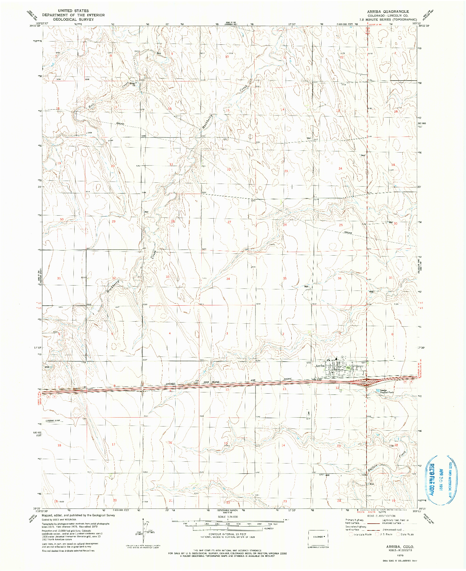 USGS 1:24000-SCALE QUADRANGLE FOR ARRIBA, CO 1979