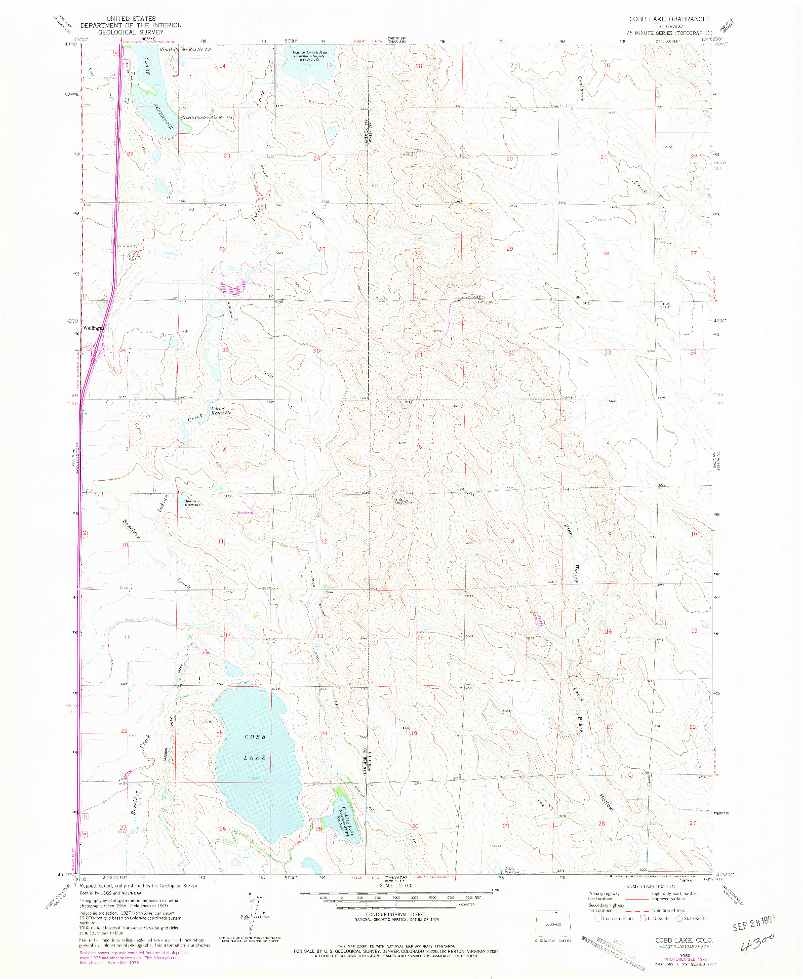 USGS 1:24000-SCALE QUADRANGLE FOR COBB LAKE, CO 1960