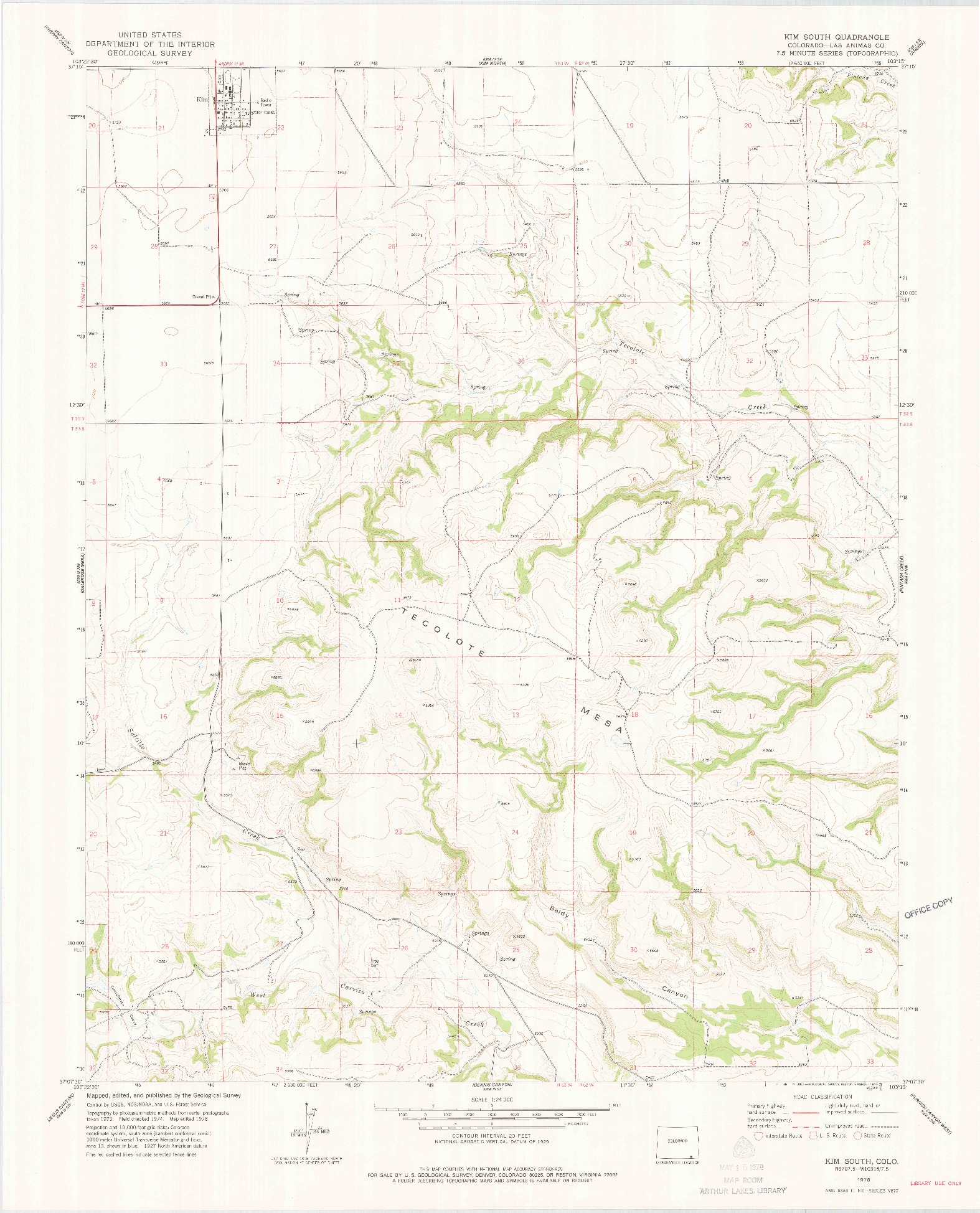 USGS 1:24000-SCALE QUADRANGLE FOR KIM SOUTH, CO 1978