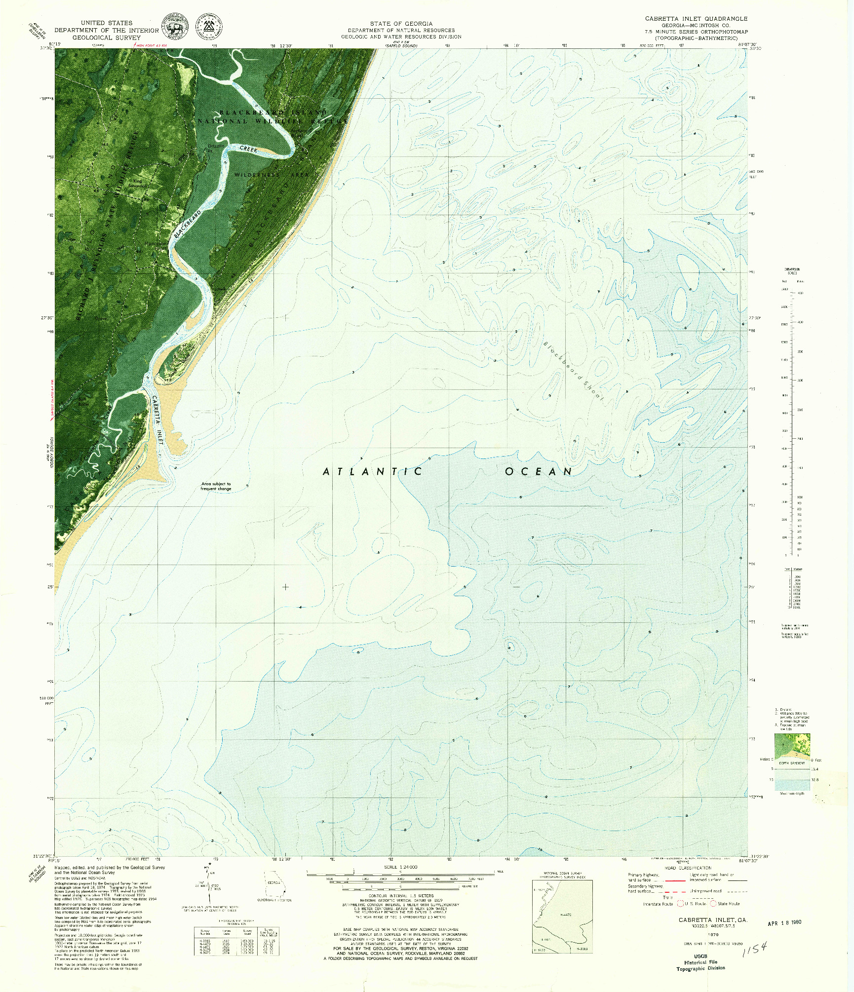 USGS 1:24000-SCALE QUADRANGLE FOR CABRETTA INLET, GA 1979