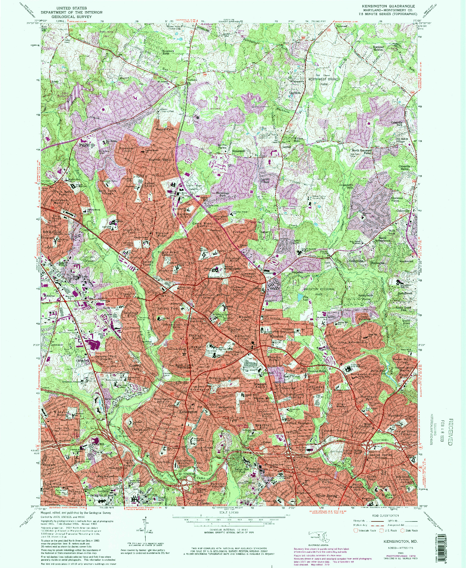 USGS 1:24000-SCALE QUADRANGLE FOR KENSINGTON, MD 1965