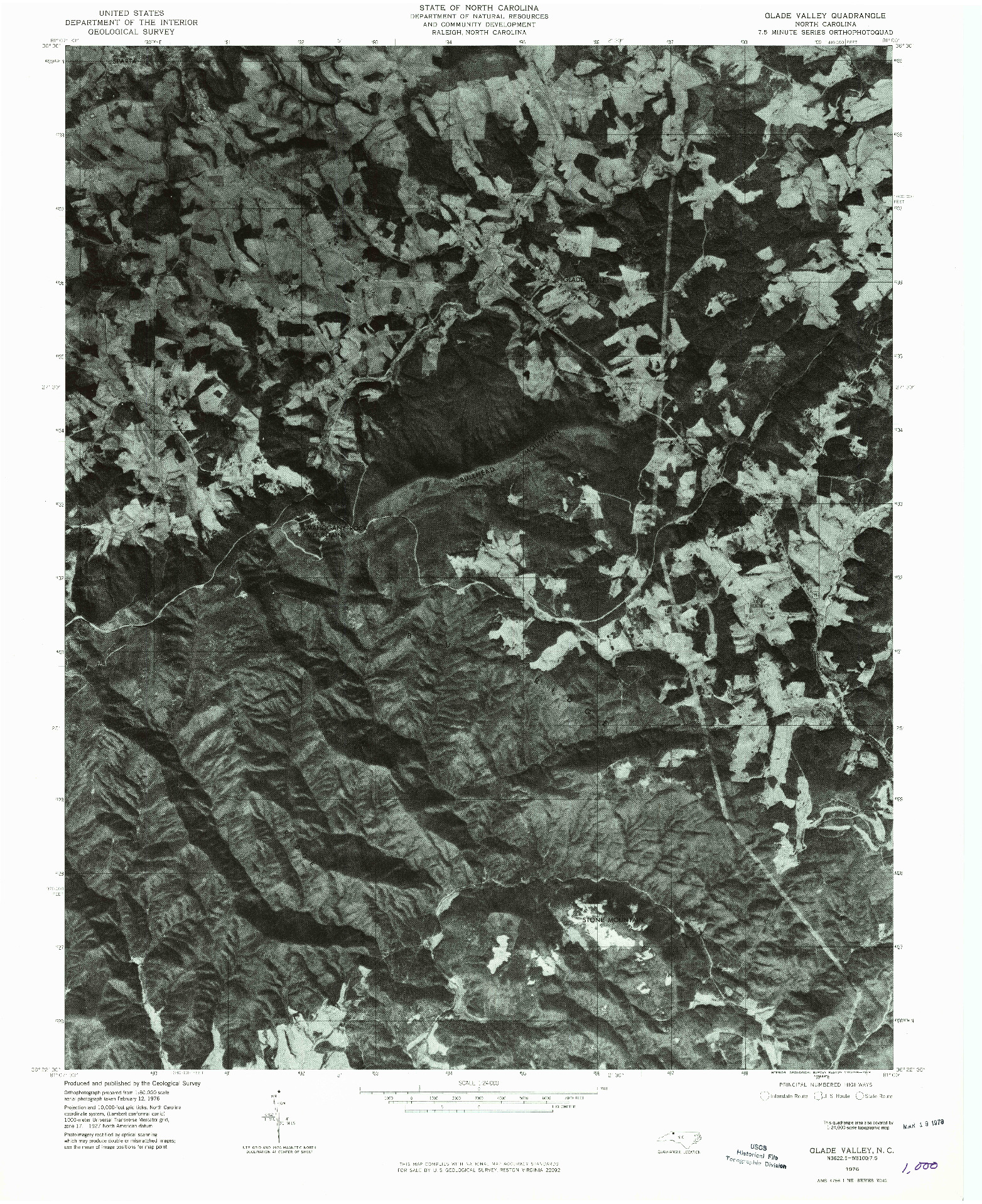 USGS 1:24000-SCALE QUADRANGLE FOR GLADE VALLEY, NC 1976