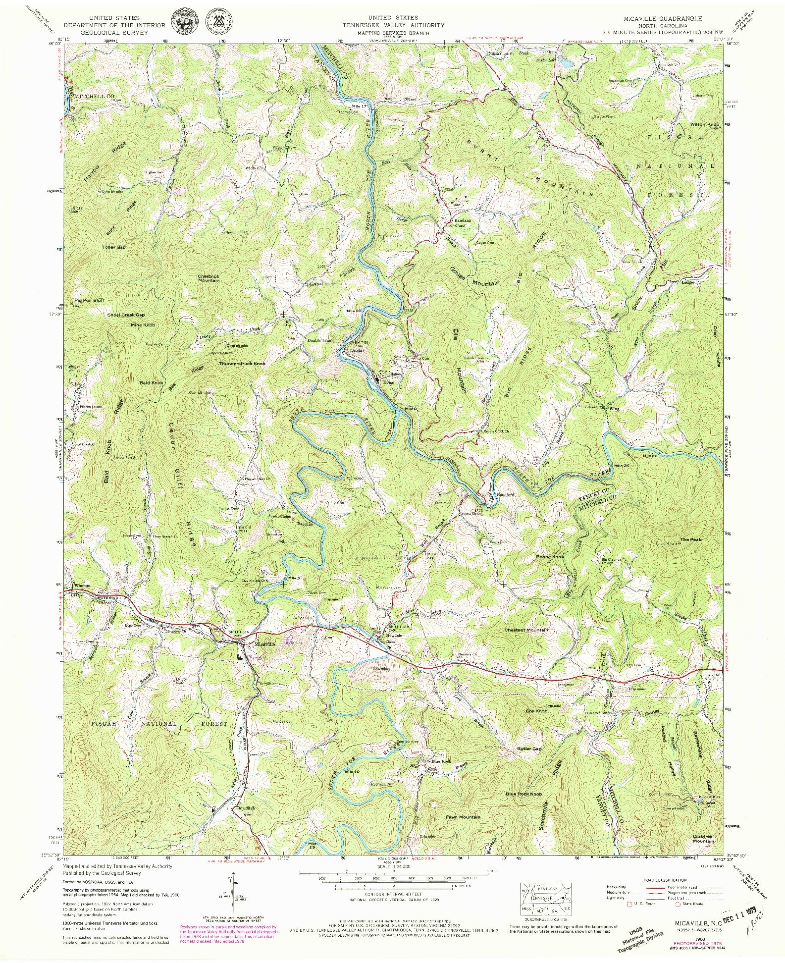 USGS 1:24000-SCALE QUADRANGLE FOR MICAVILLE, NC 1960