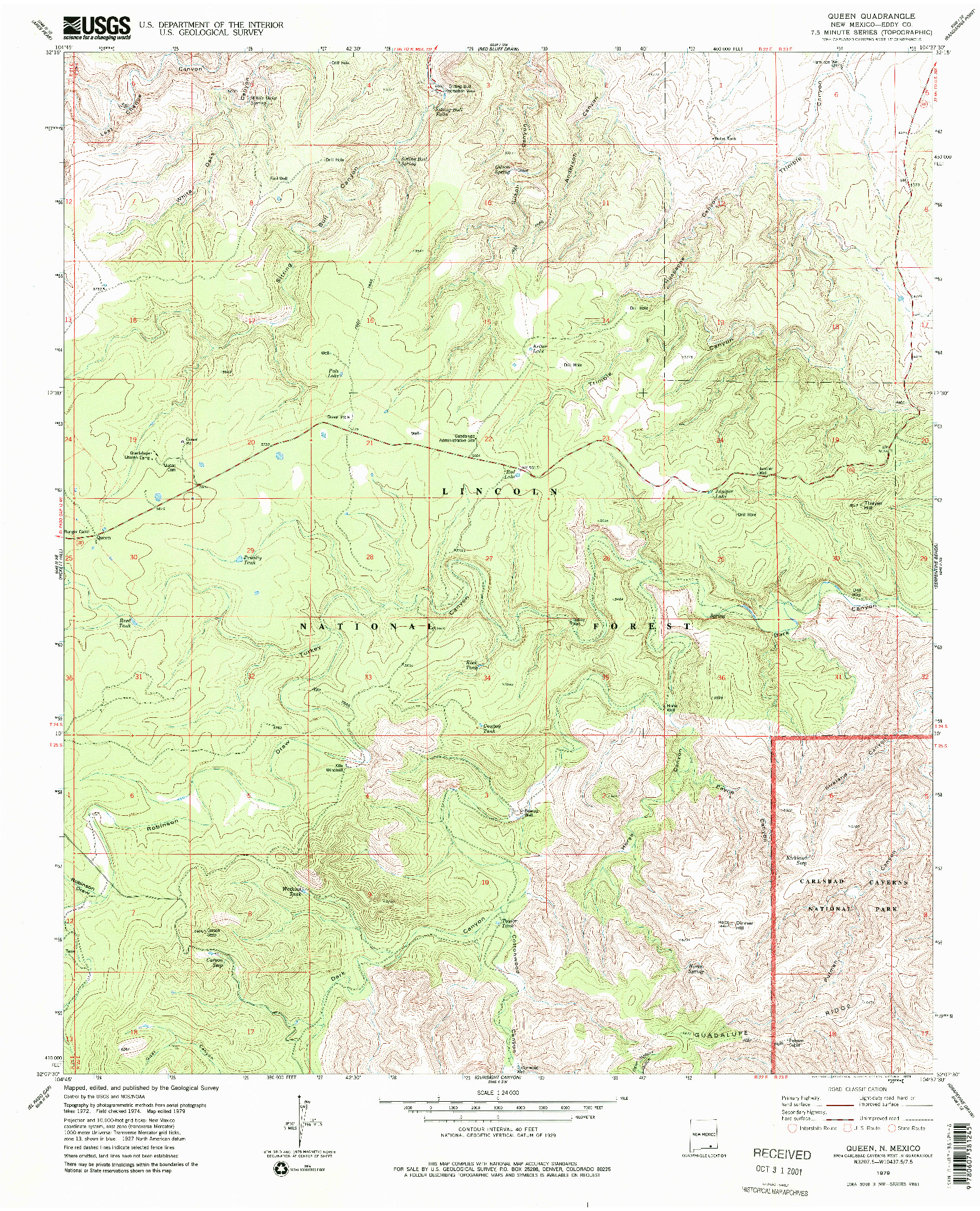 USGS 1:24000-SCALE QUADRANGLE FOR QUEEN, NM 1979