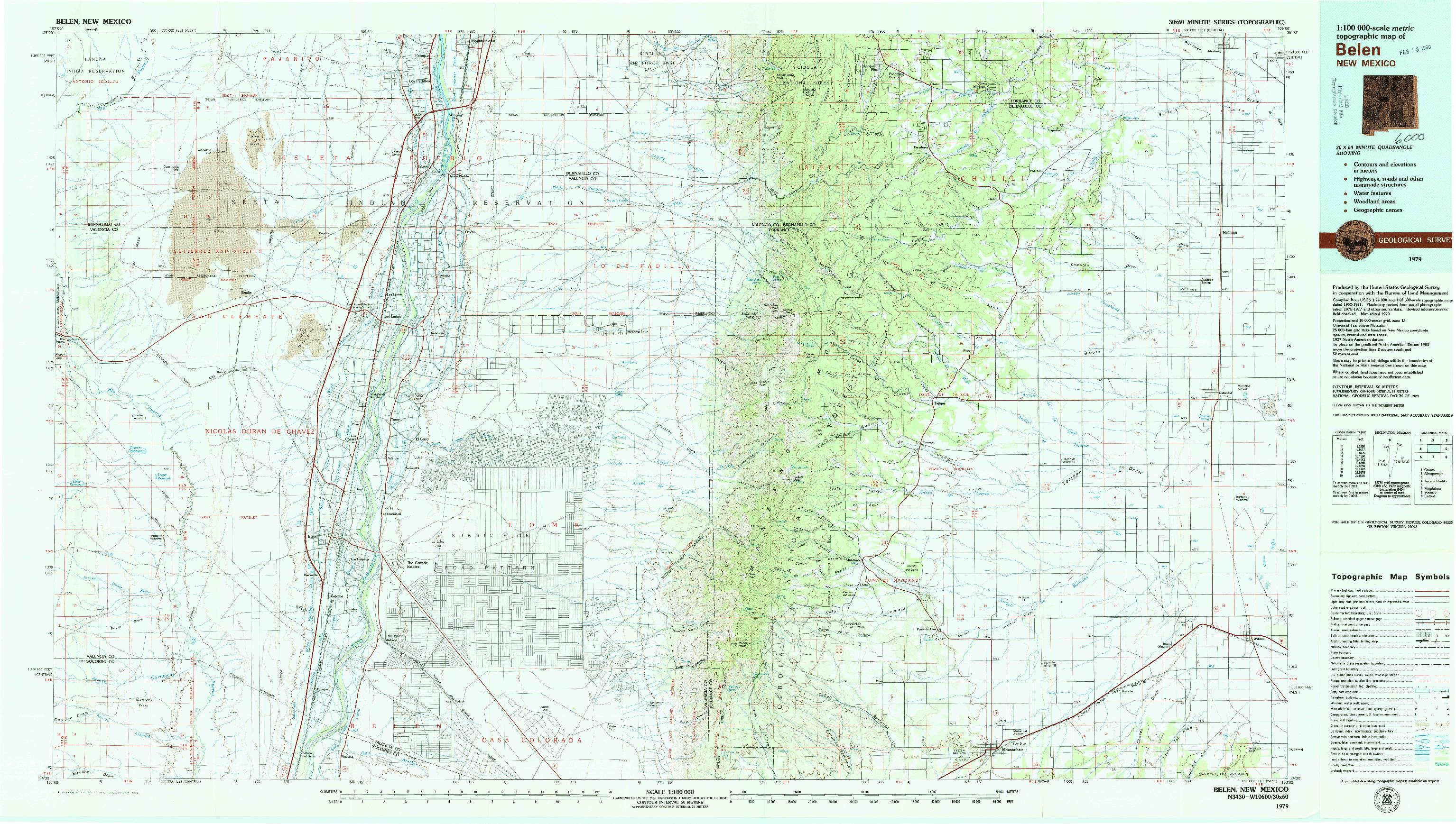 USGS 1:100000-SCALE QUADRANGLE FOR BELEN, NM 1979