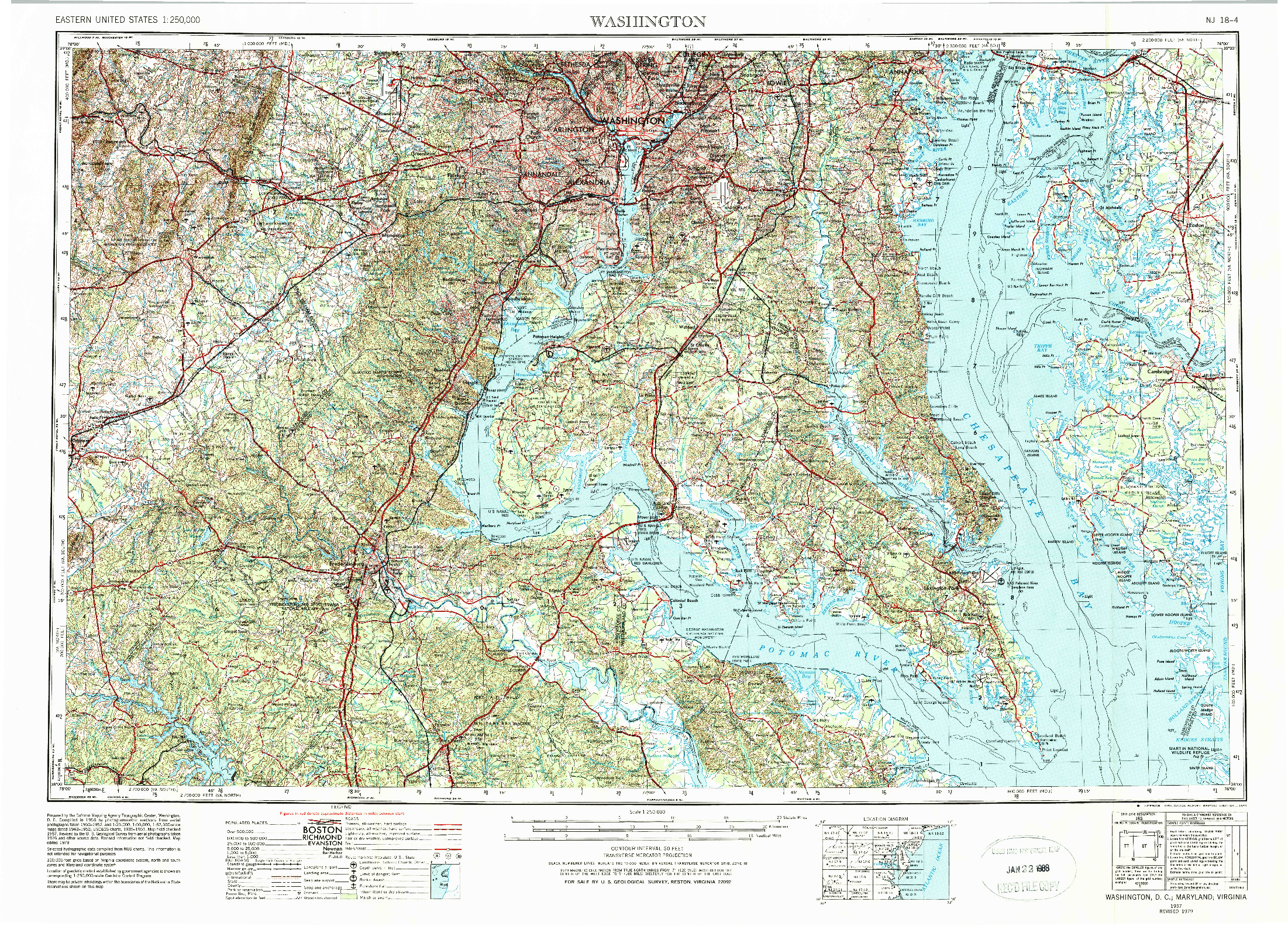 USGS 1:250000-SCALE QUADRANGLE FOR WASHINGTON, DC 1957