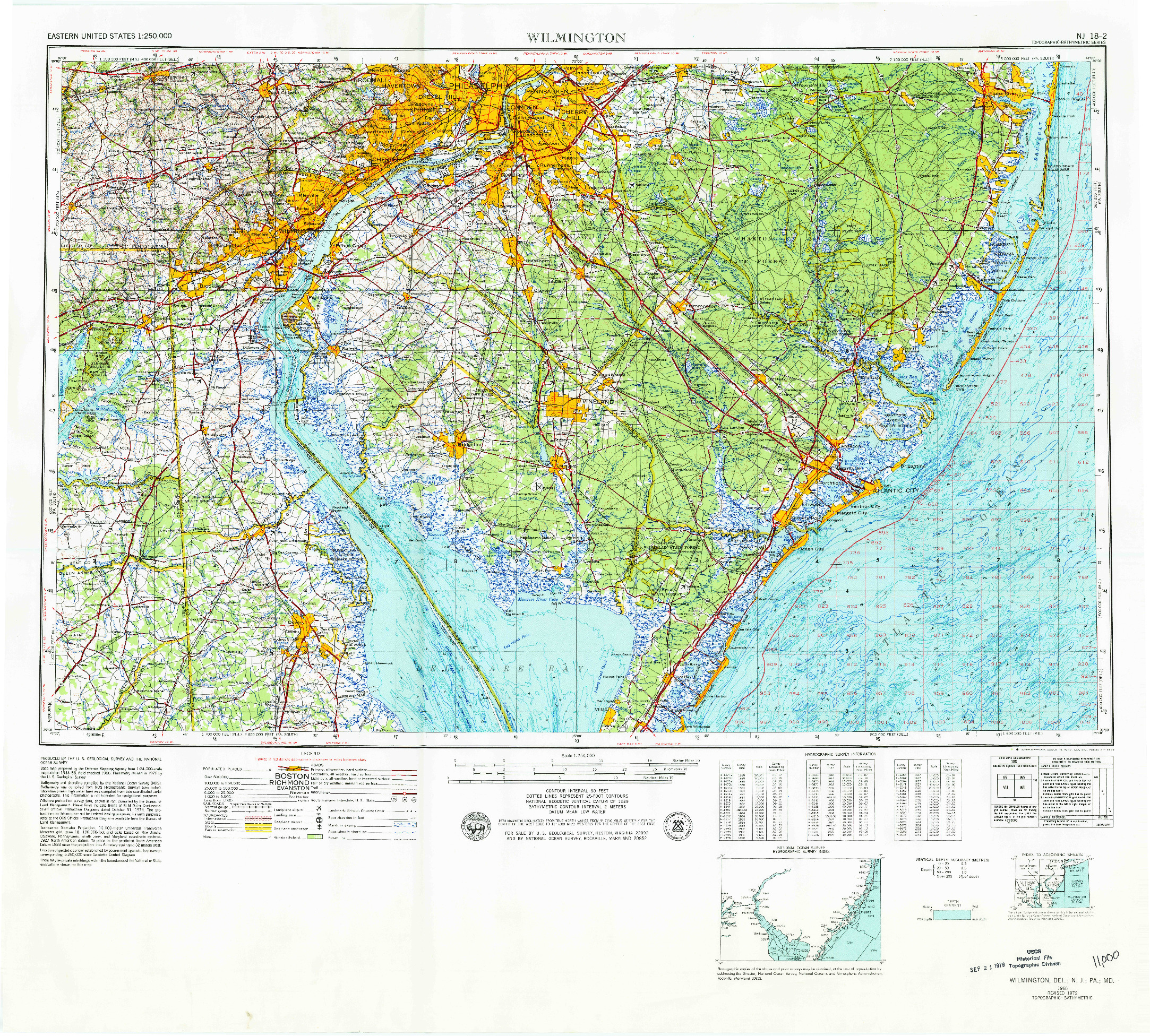 USGS 1:250000-SCALE QUADRANGLE FOR WILMINGTON, DE 1966