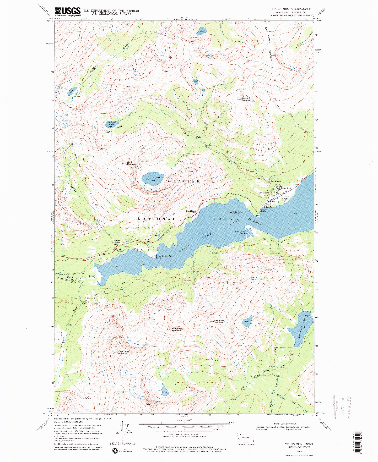 USGS 1:24000-SCALE QUADRANGLE FOR RISING SUN, MT 1968