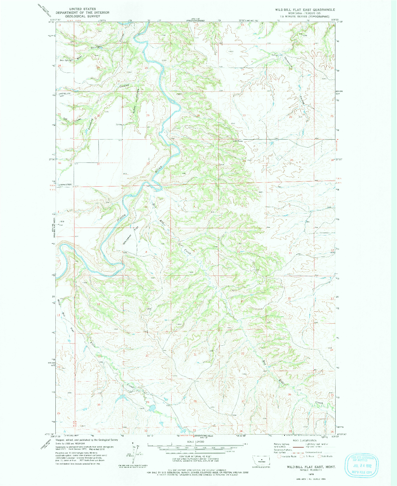USGS 1:24000-SCALE QUADRANGLE FOR WILD BILL FLAT EAST, MT 1978