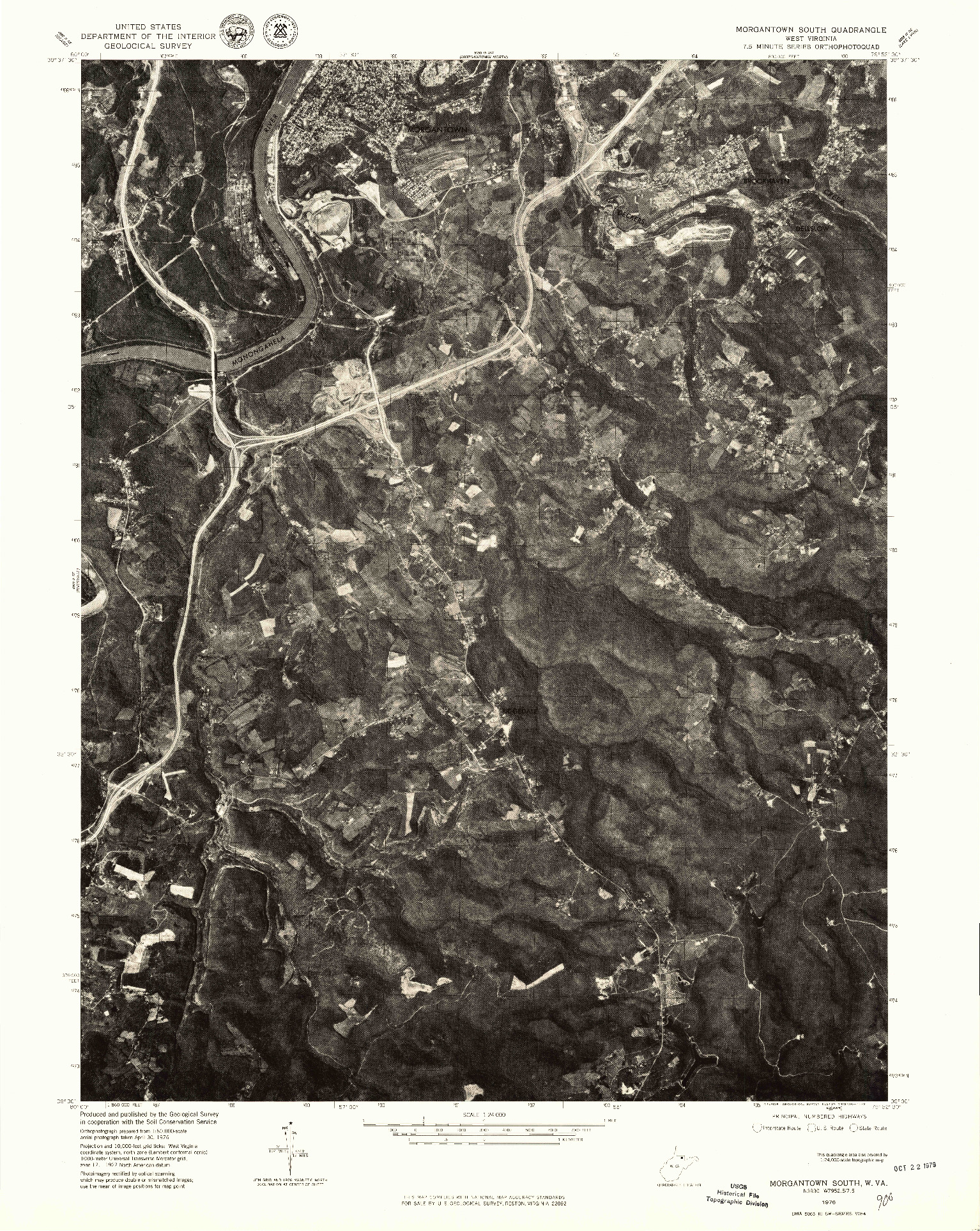 USGS 1:24000-SCALE QUADRANGLE FOR MORGANTOWN SOUTH, WV 1976