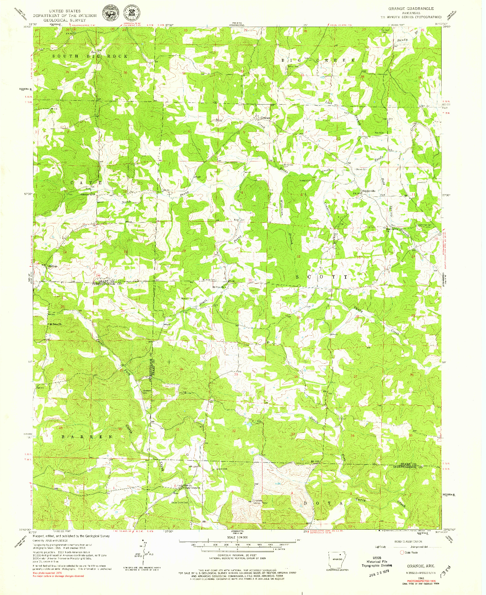 USGS 1:24000-SCALE QUADRANGLE FOR GRANGE, AR 1961