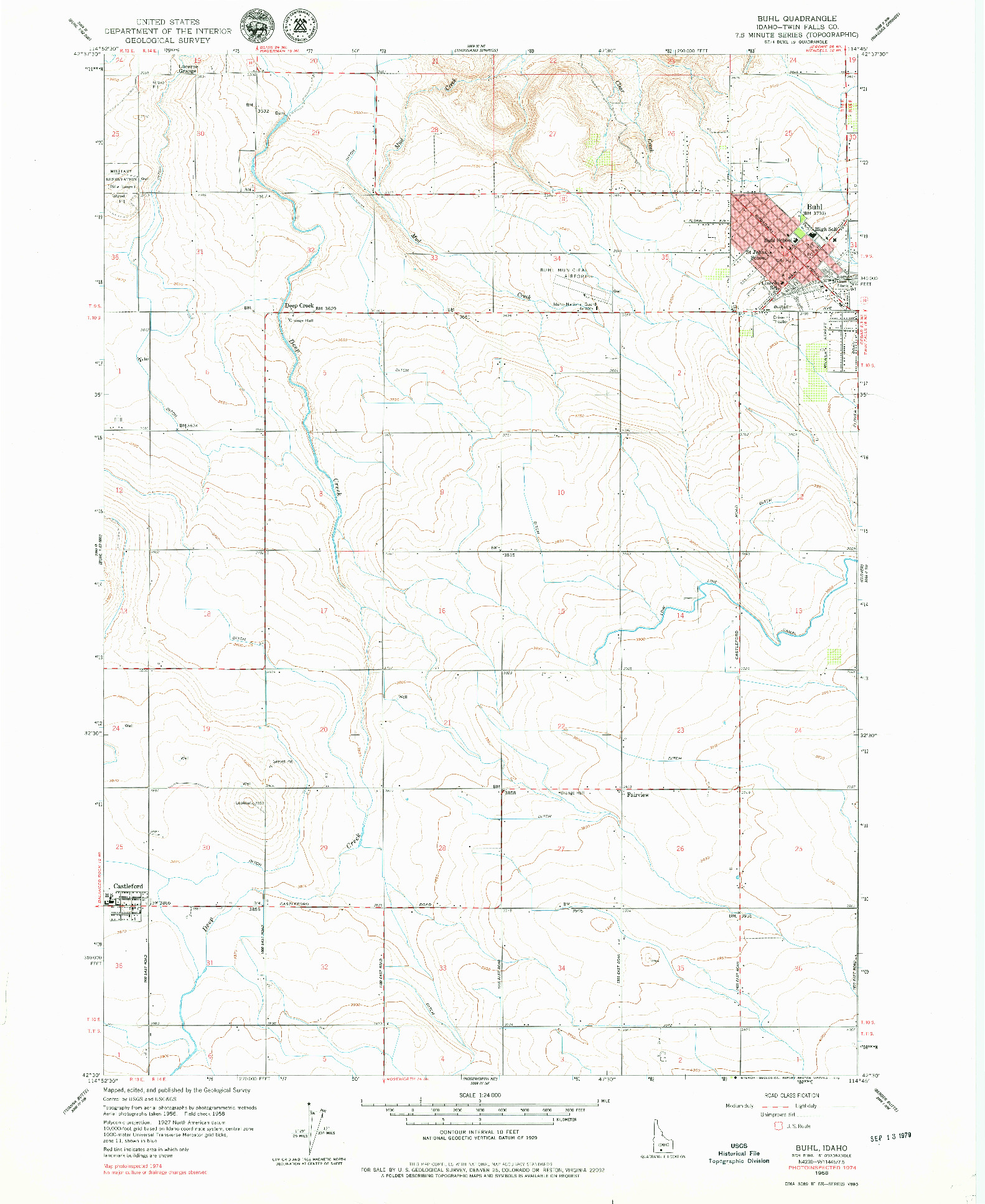 USGS 1:24000-SCALE QUADRANGLE FOR BUHL, ID 1958