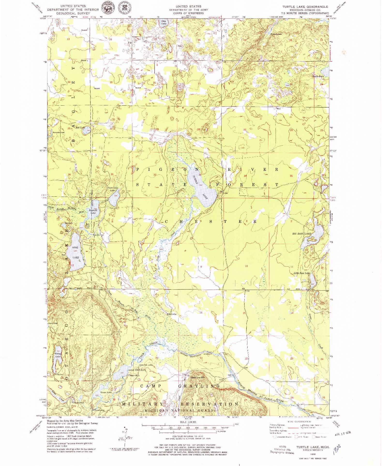 USGS 1:24000-SCALE QUADRANGLE FOR TURTLE LAKE, MI 1950